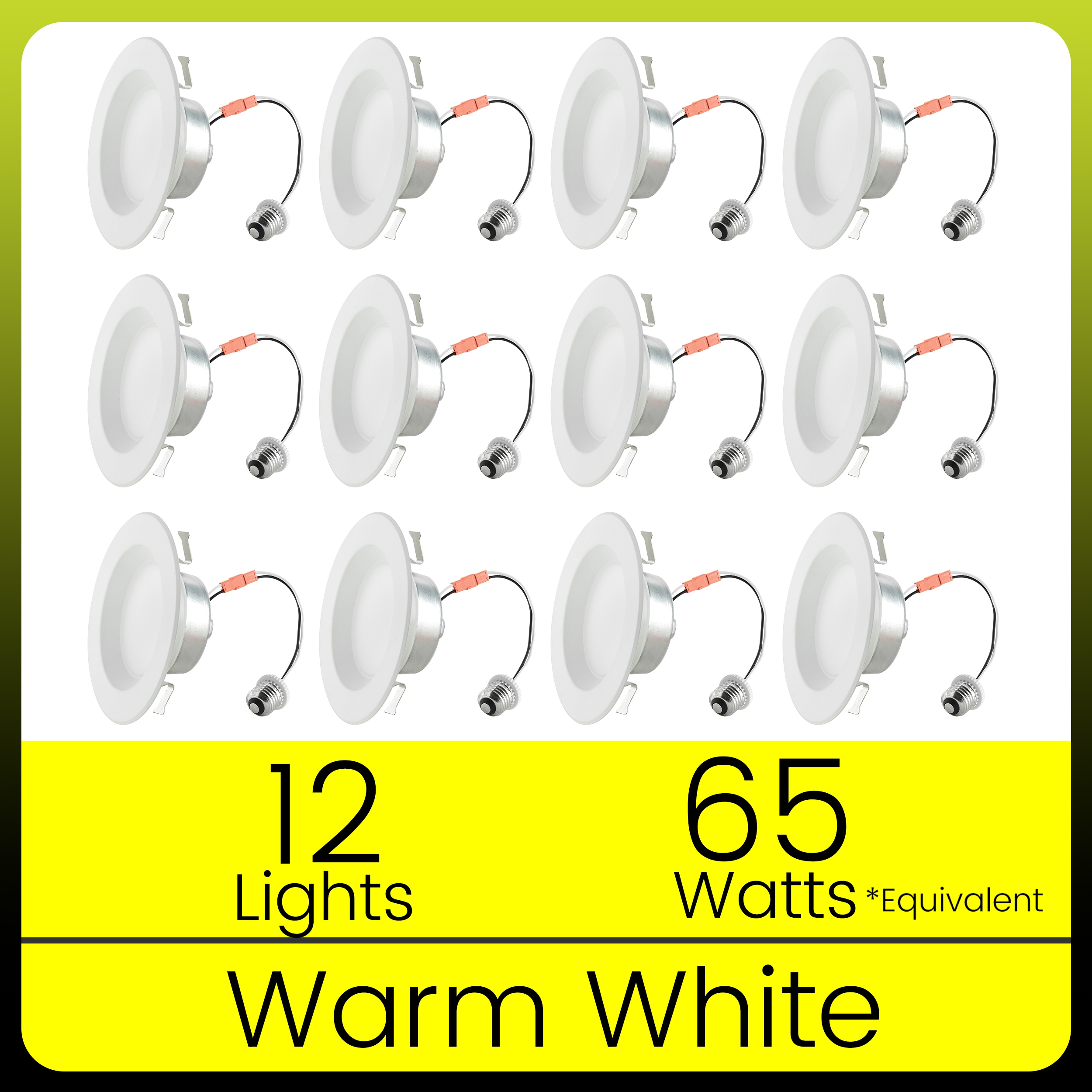 Green Watt L11-DL4D-13W-30K White 4-in 850 -Lumens Warm White Round Dimmable LED Damp rated Recessed Downlight 12 -Pack