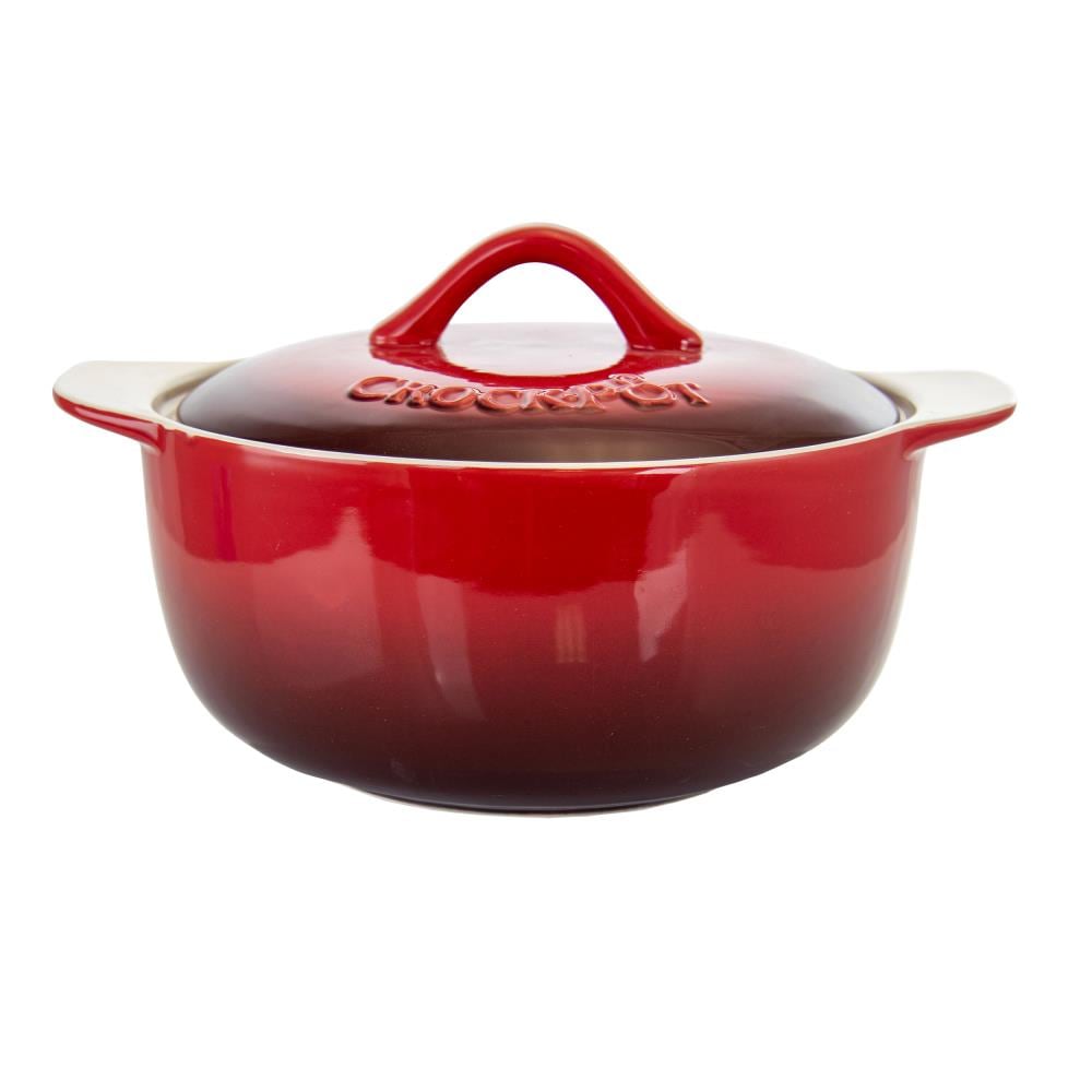  Crock Pot Denhoff Ribbed Rectangular Casserole Dish, 10-Inch,  Red : Everything Else