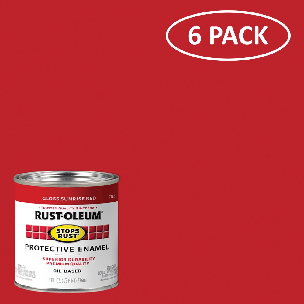 Rust-Oleum 7762730SOS Stops Rust Gloss Sunrise Red Interior/Exterior Oil-based Industrial Enamel Paint ( Half-pint )