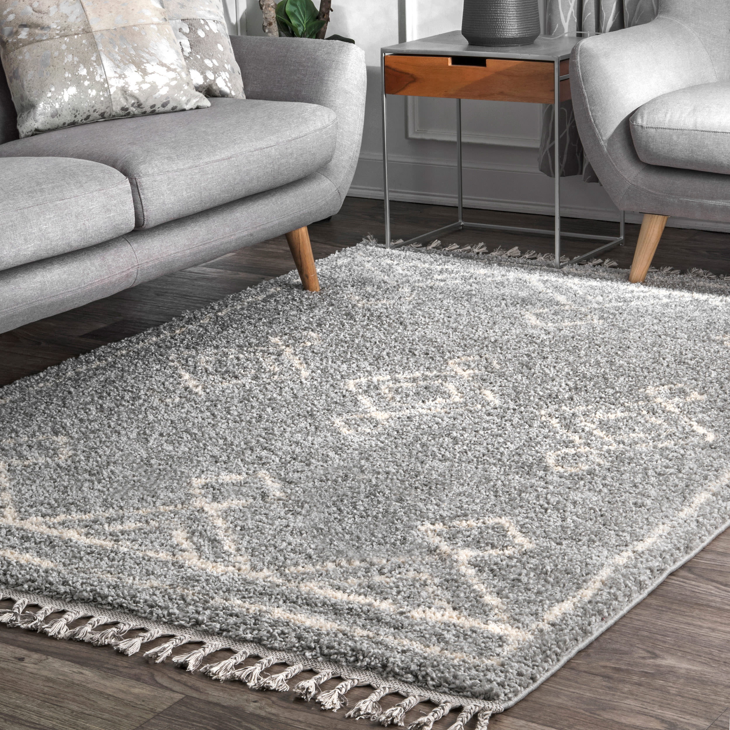 nuLOOM GCDI03B-53077 5 x 8 (ft) Loomed Polypropylene Gray Rectangular Indoor Geometric Moroccan Area rug