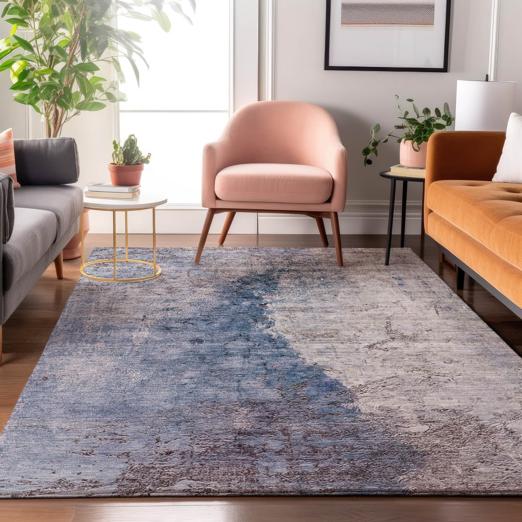 Addison Rugs AMF646BU5X8 Mayfield AMF646BU 5 x 7 (ft) Loomed Polyester Blue Rectangular Indoor Geometric Machine washable Area rug