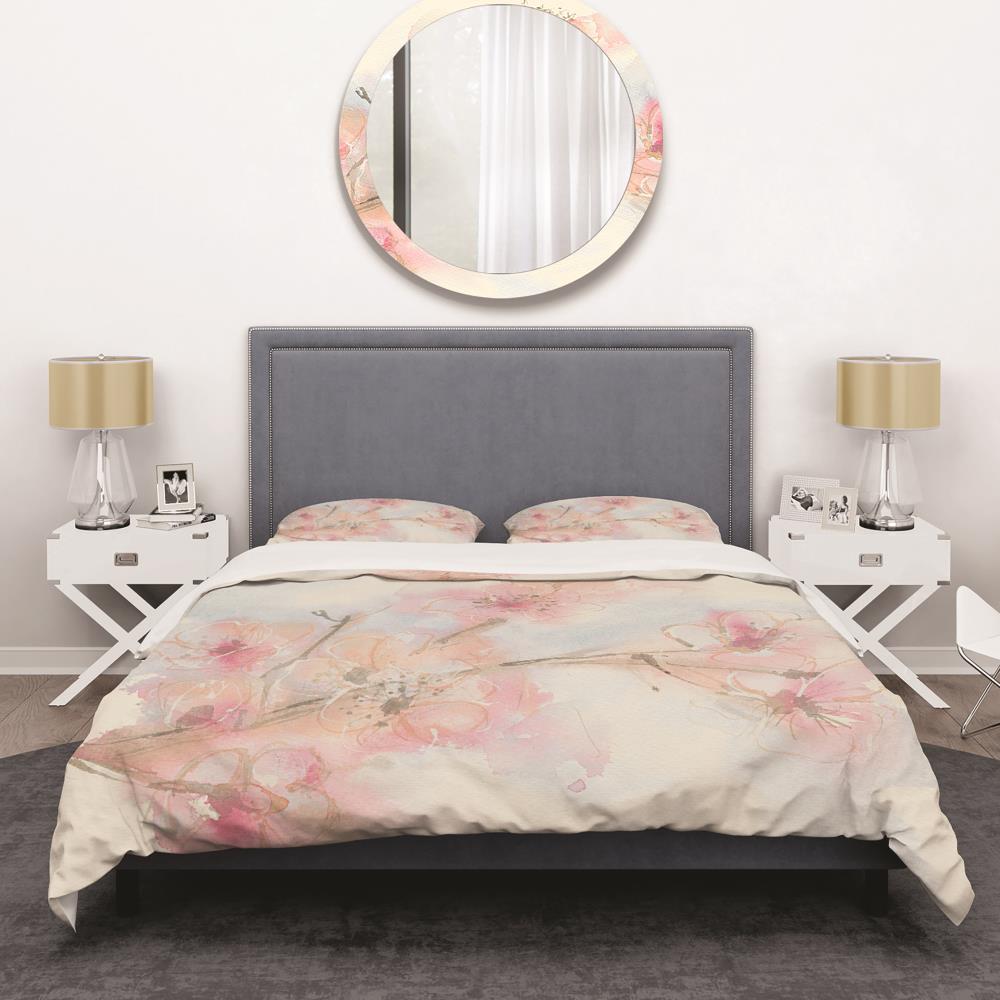 King Pink Floral Microfiber Duvet Cover Set