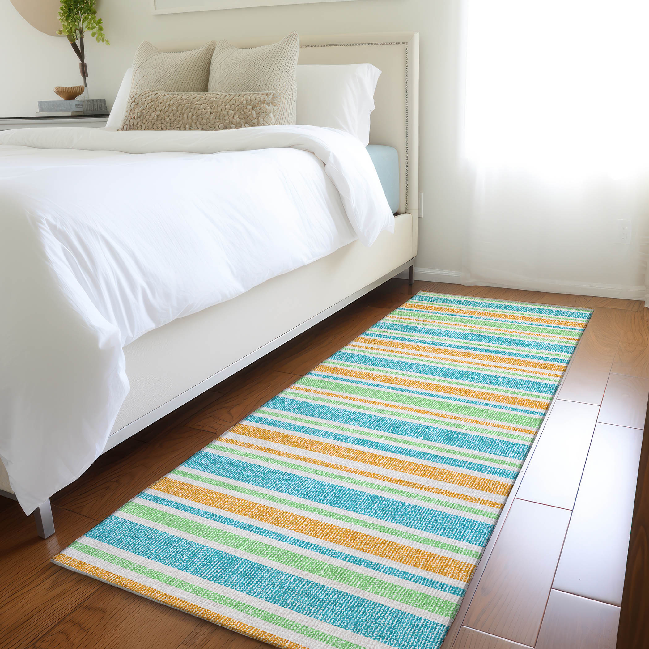 Addison Rugs ACN531TE2X8 Chantille 2 x 7 (ft) Polyester Teal Rectangular Indoor/Outdoor Geometric Machine washable Area rug