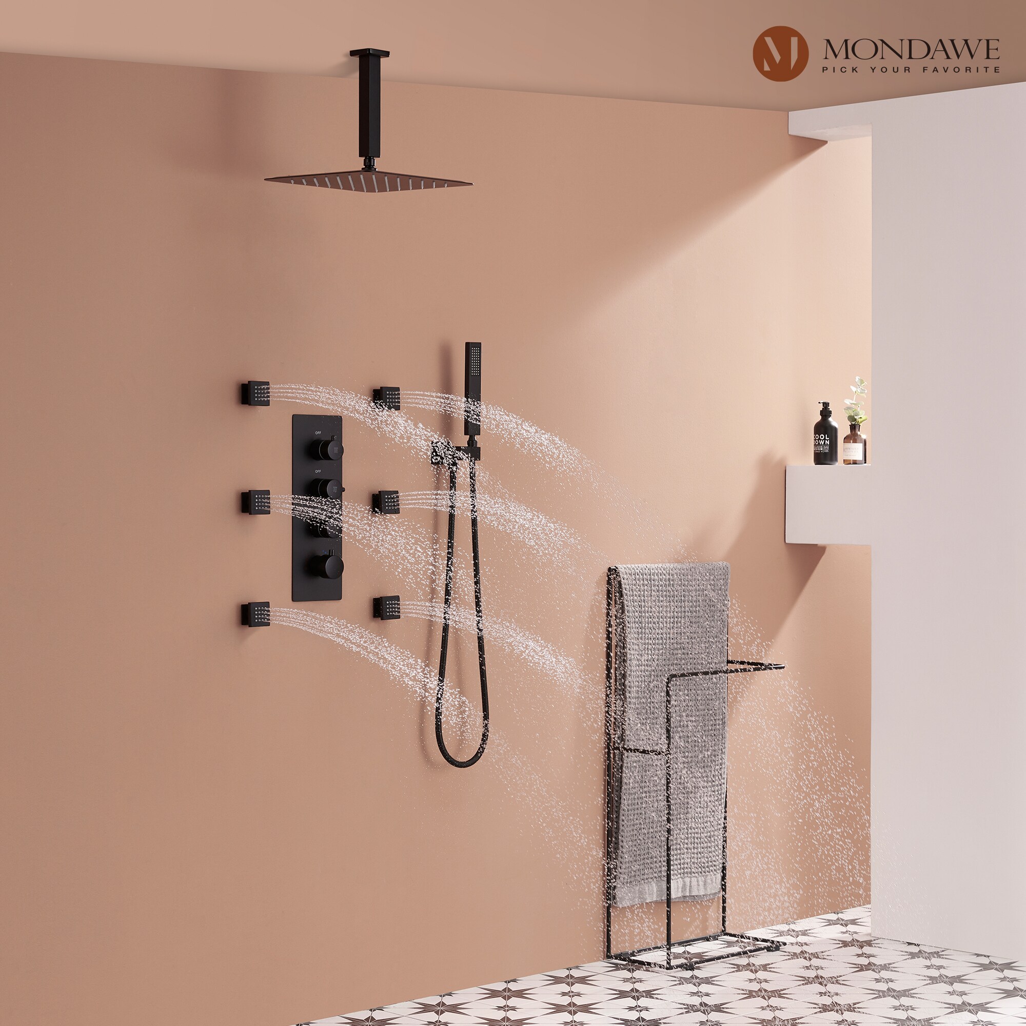 Mondawe WF6310-12BL Showerhead-Bar-Panels - View #9