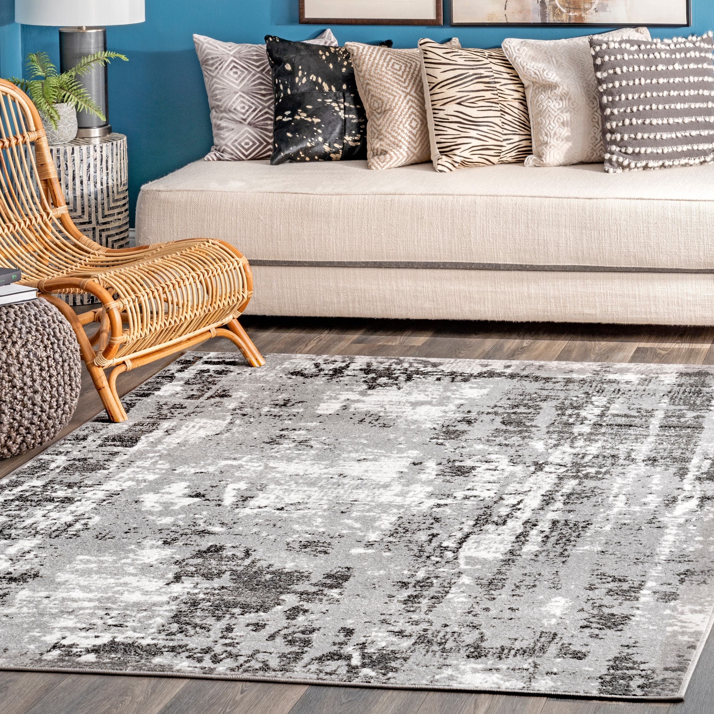 nuLOOM AWAN03B-9012 Margot 9 x 12 (ft) Loomed Polypropylene Gray Rectangular Indoor Abstract Area rug