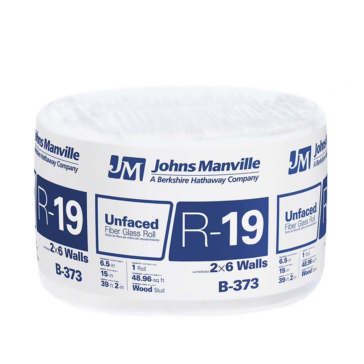 Johns Manville R19 Unfaced Fiberglass Insulation, 75.07 Sq. Ft