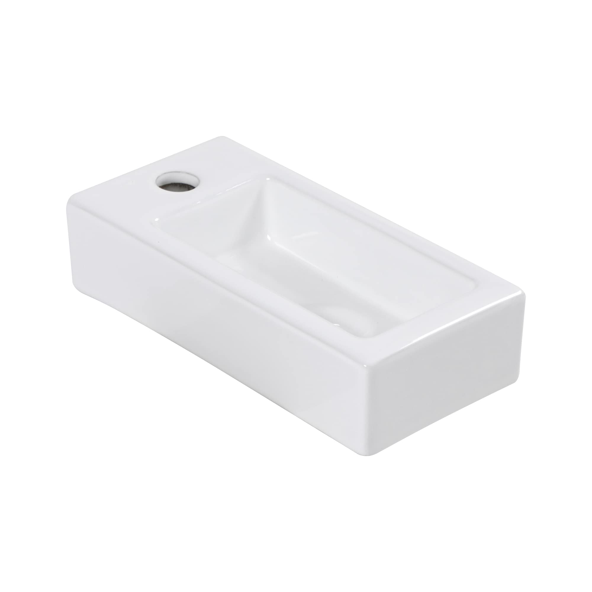 Vanityfus 14.6 Inch White Wall Mount Ceramic Sink - 1 Faucet Hole