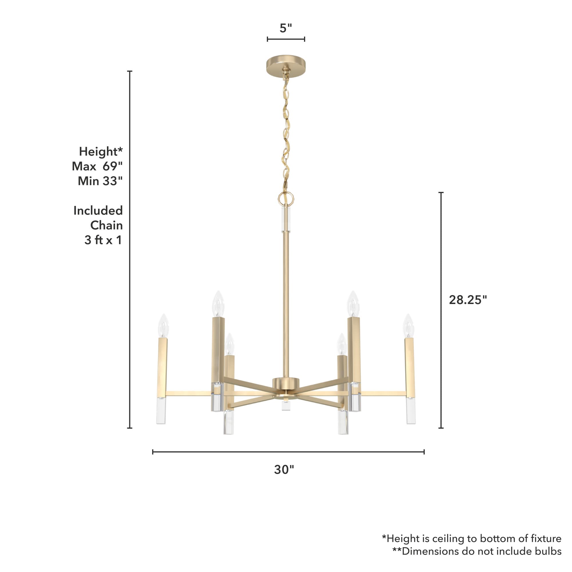 Hunter Sunjai 6-light Satin Gold Modern Contemporary Led Dry Rated 