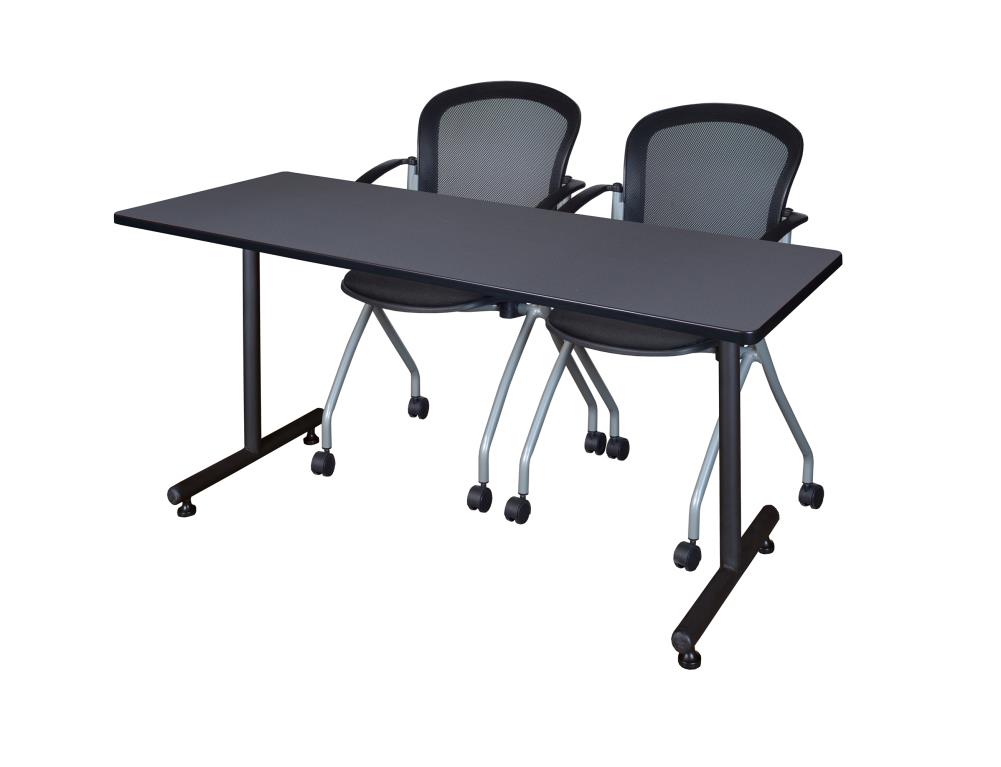 Regency MKTRCT6624GY23BK Training Gray 4-Person Training Table (66-in W x 29-in H)