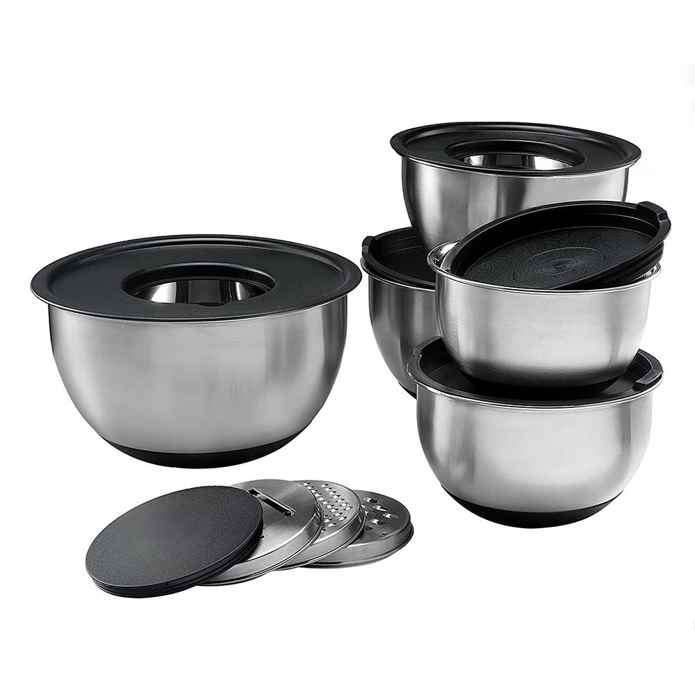 Stainless Steel 3/4-1 1/2-3-4-5-8 Qt Mixing Bowls for Cooking 6 Pc, Ba