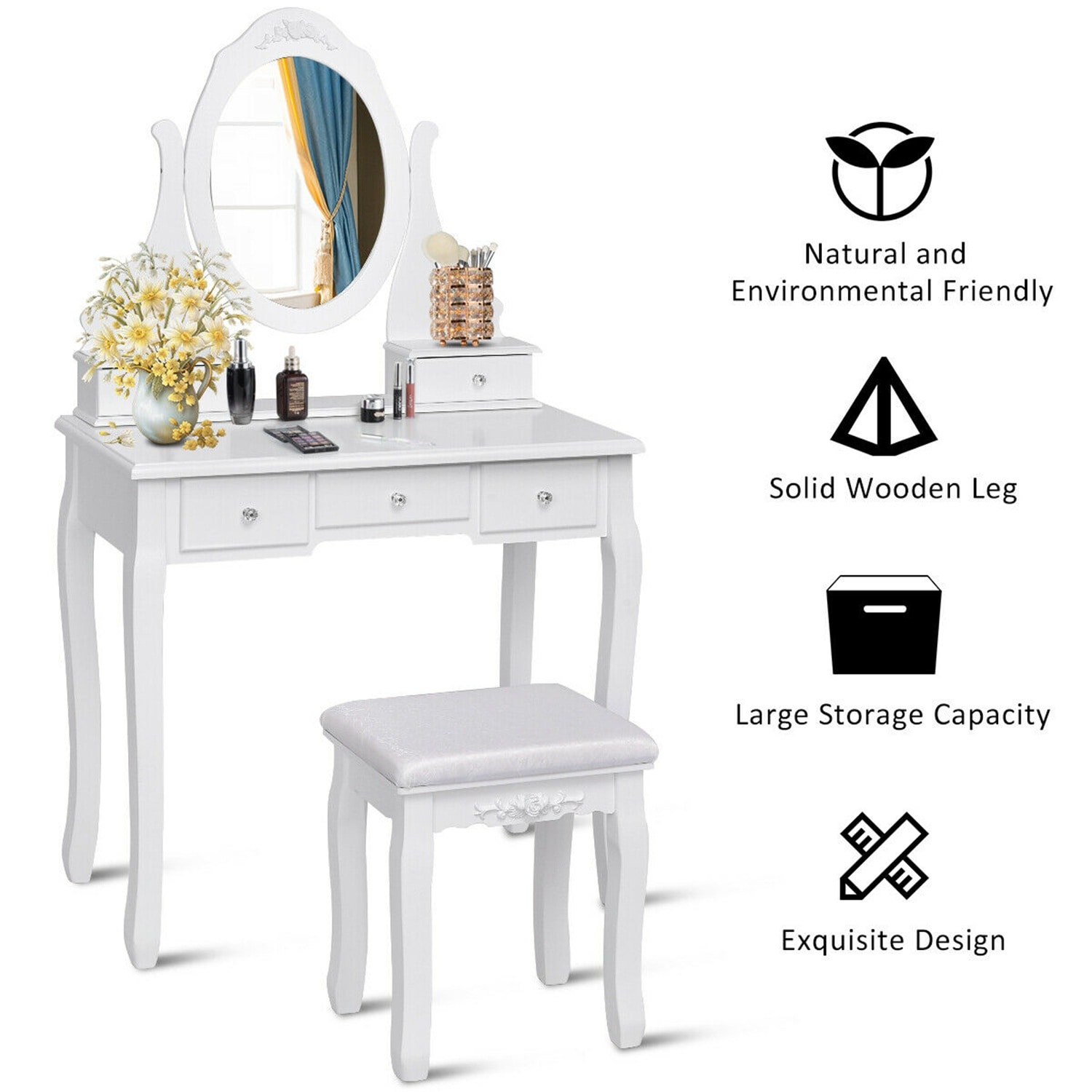 Costway CSHY001334 Bedroom-Vanities - View #2