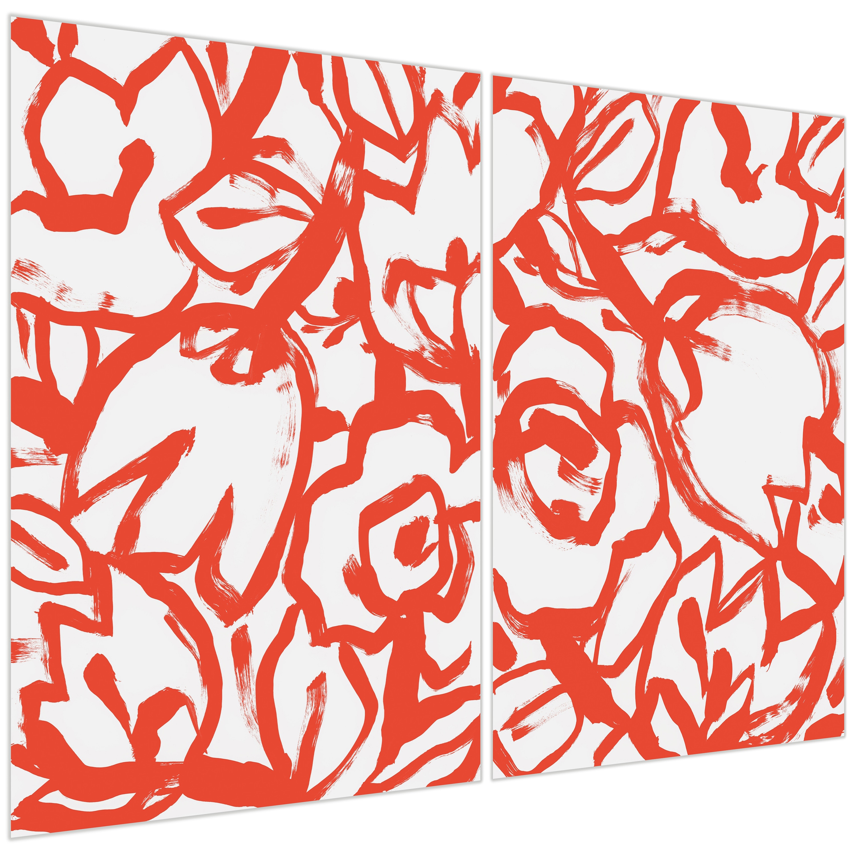 Scarlet Blooms Red Floral Tempered Glass Wall Art Set