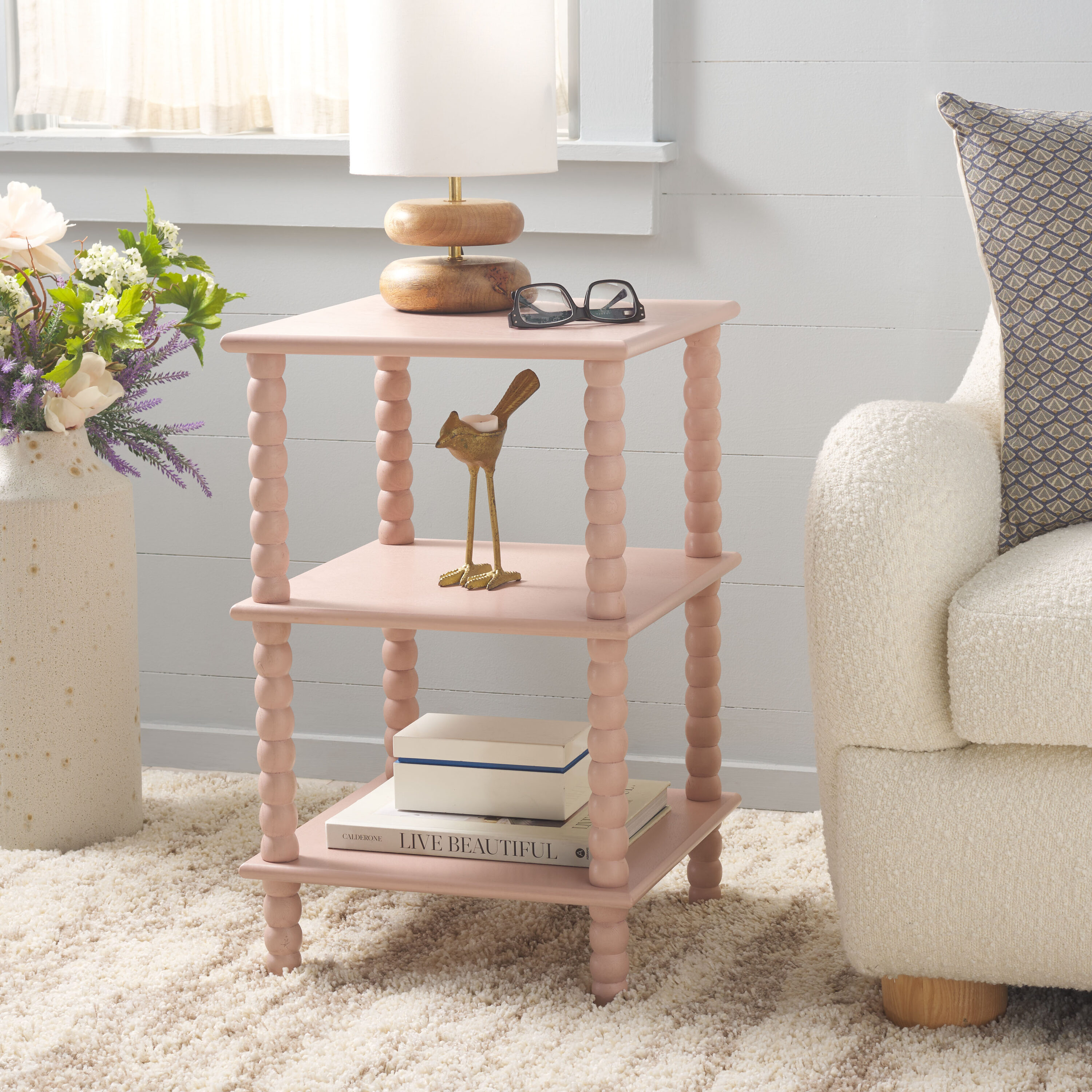 Safavieh ACC5738F Dylin 3 Shelf Accent Table/Pink