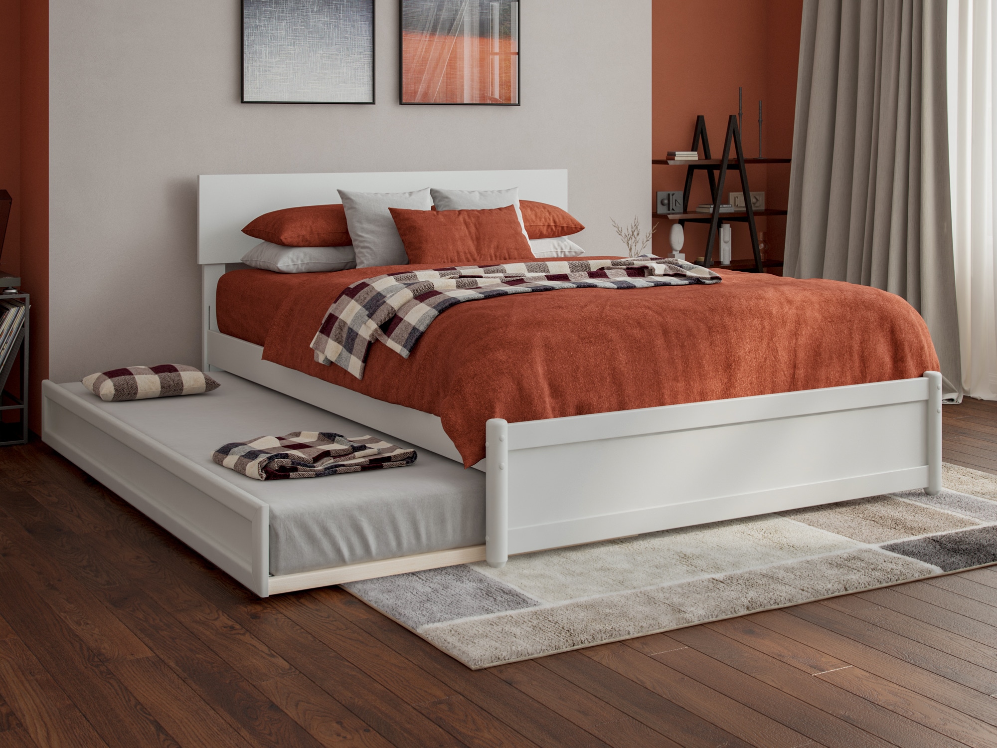 AFI AR8187232 Wesley White Full Wood Trundle Bed