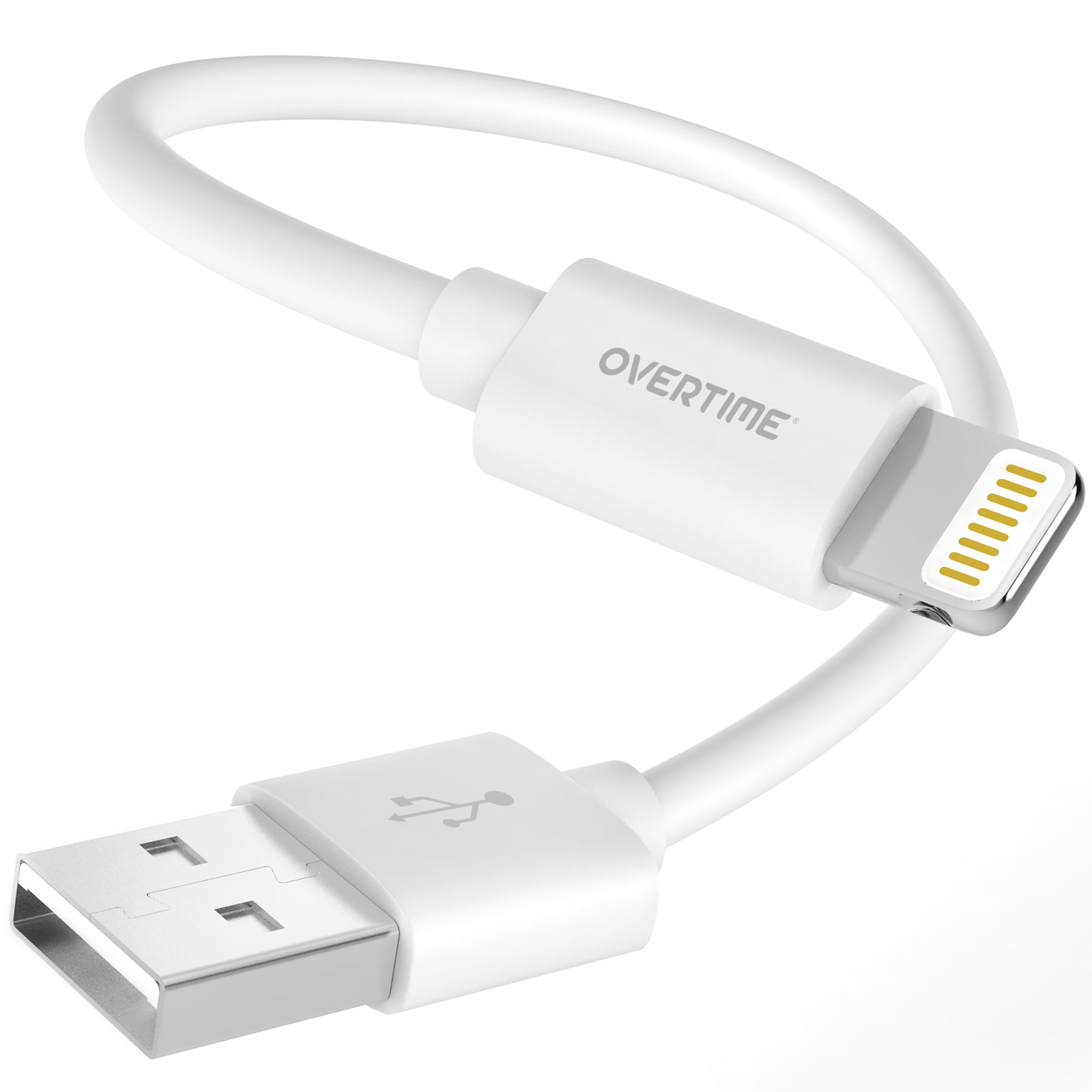 Overtime  Apple MFI Certified 1ft USB to Lightning Charging Cable for iPhone and iPad White