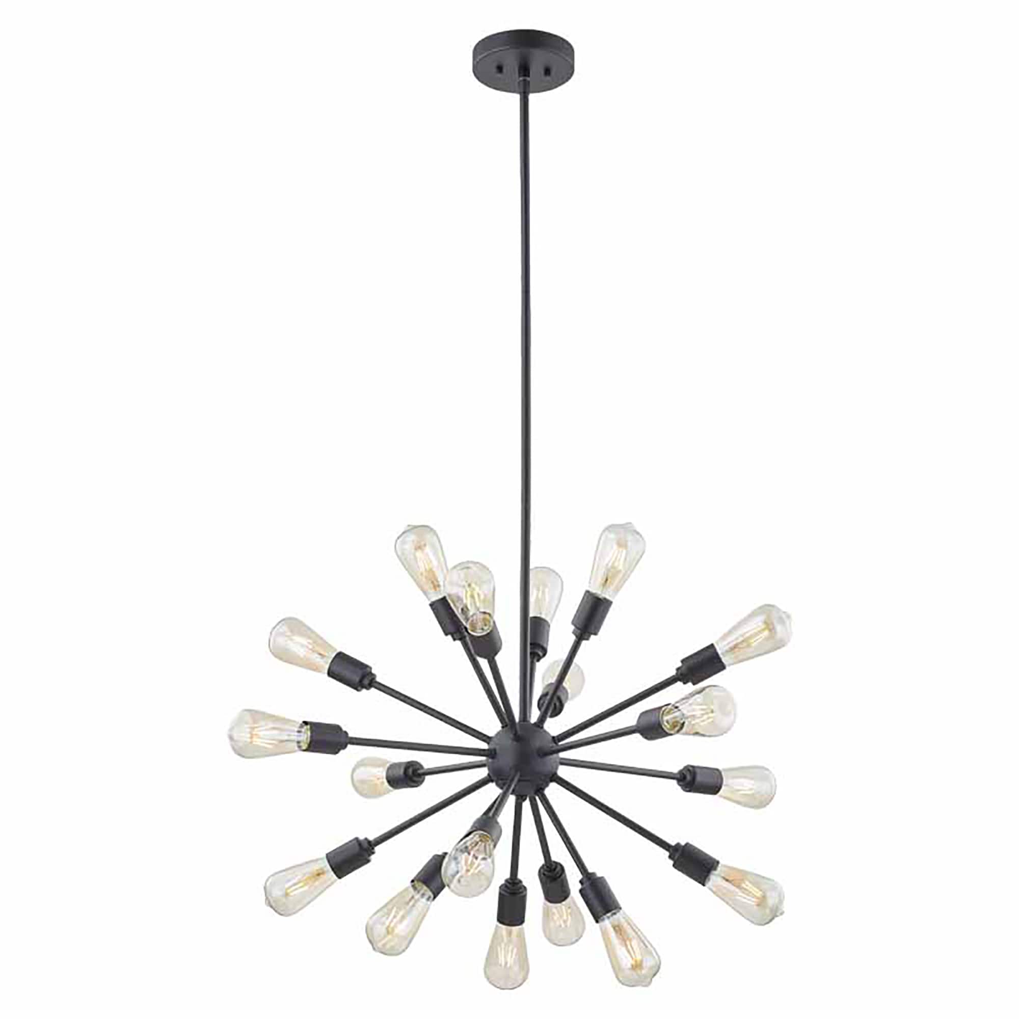 WELLFOR TTC53618BK TC Chandelier 18 -Light Matte Black Modern/contemporary Bare bulb For Use in Bedrooms, Dining Rooms, Foyers, Kitchens, Living Rooms Chandelier