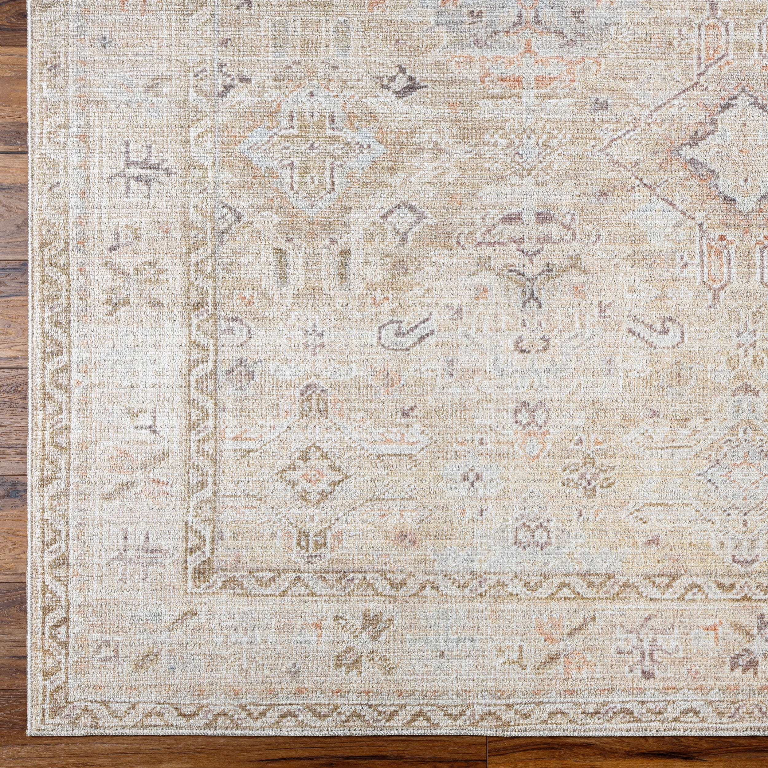 Marlene Cream Polyester Vintage Medallion Area Rug 6'6" x 9'