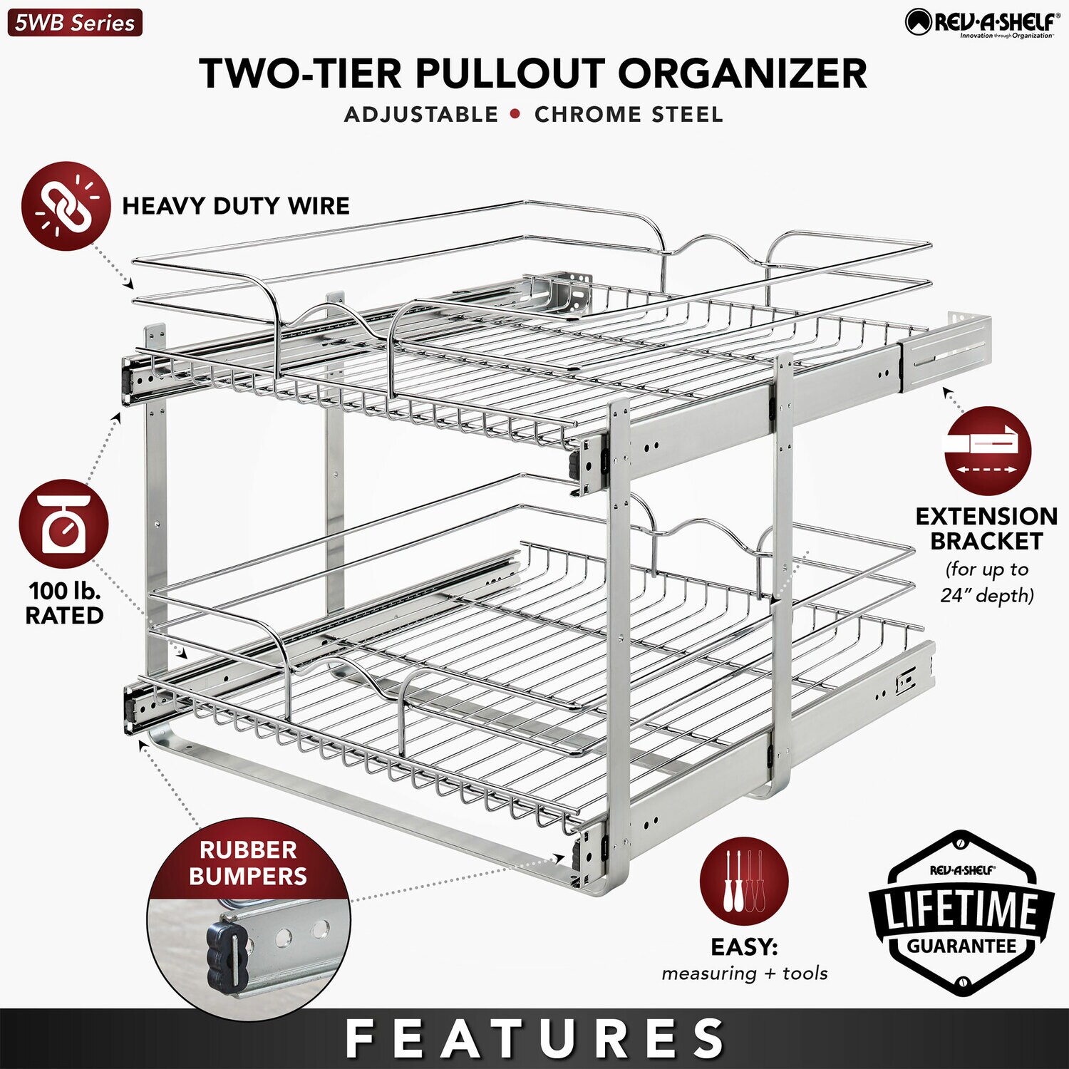 Rev-A-Shelf 9-in W x 19-in H 2-Tier Cabinet-mount Metal Bakeware Organizer  in the Cabinet Organizers department at