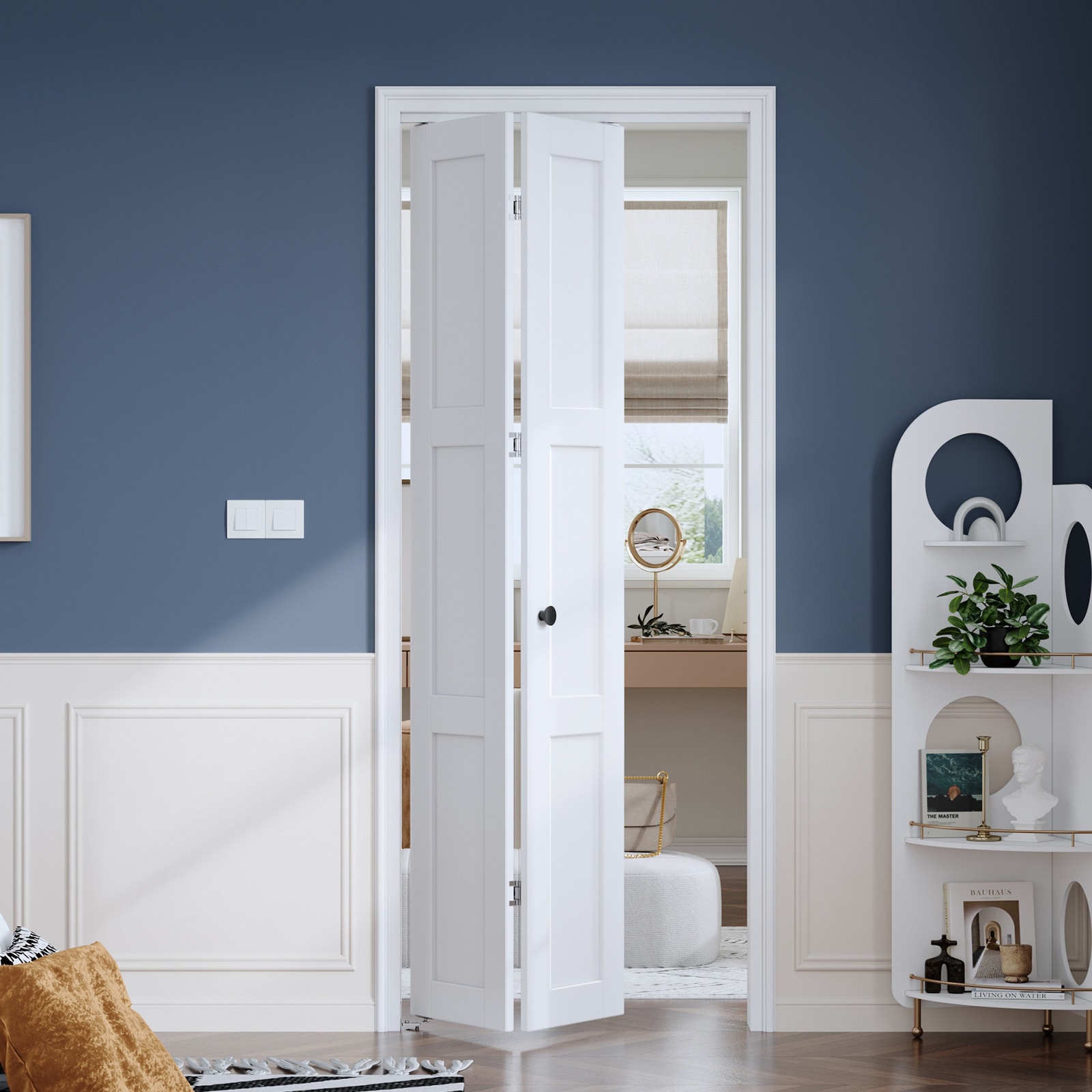 Fredbeck 32-in x 80-in White 3-panel Smooth Solid Core Finished