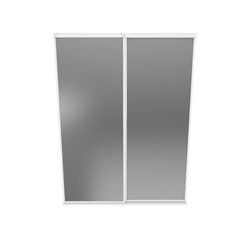RELIABILT BY0120 60-in x 80-in White Mirrored Glass Prefinished Mirror Sliding Door Hardware Included