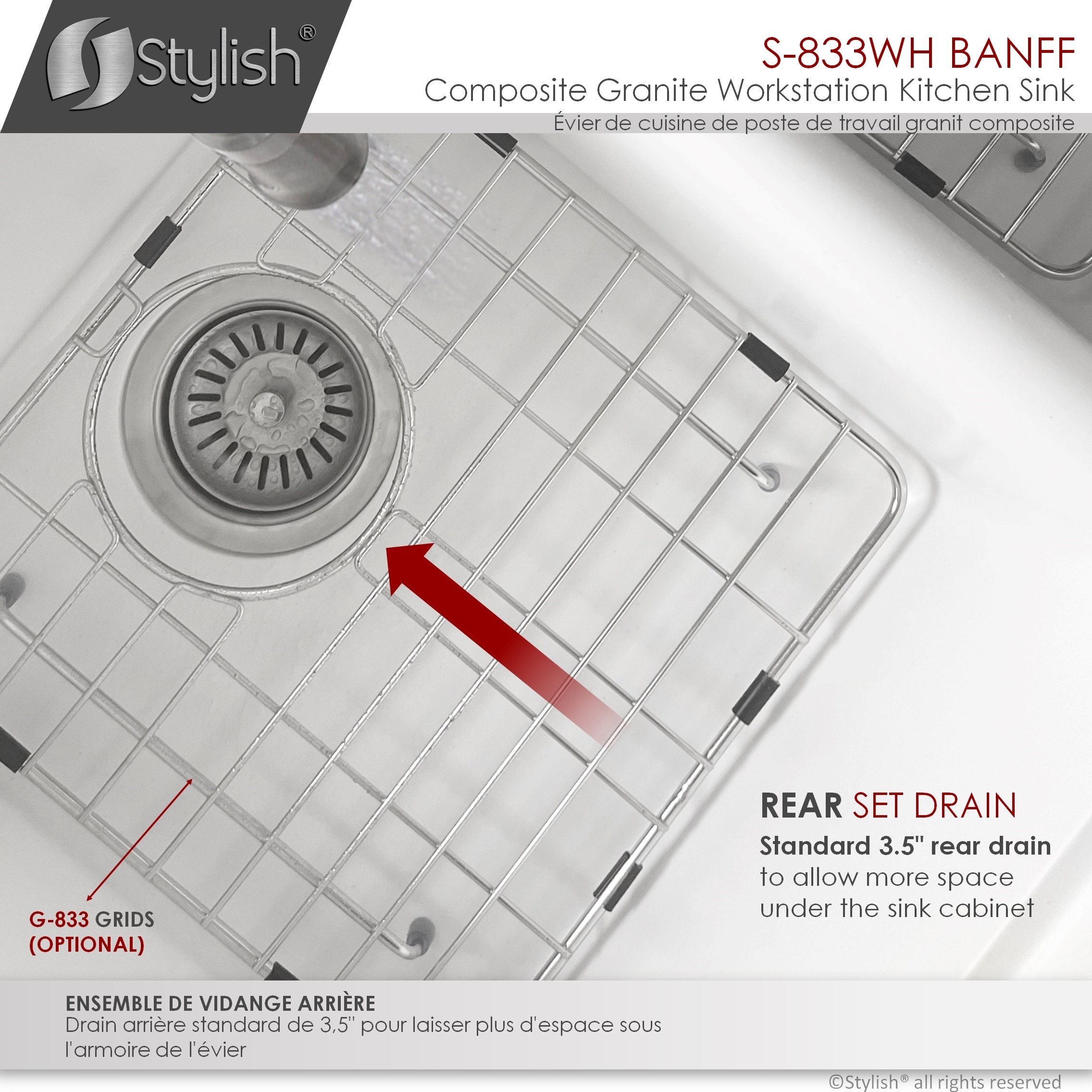 Stylish S-833WH Kitchen-Sinks - View #11