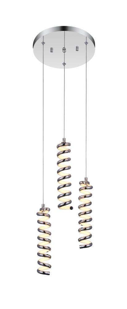 CWI Lighting 7121P12-3-601 Boreas Chrome Modern/Contemporary Geometric LED Hanging Pendant Light