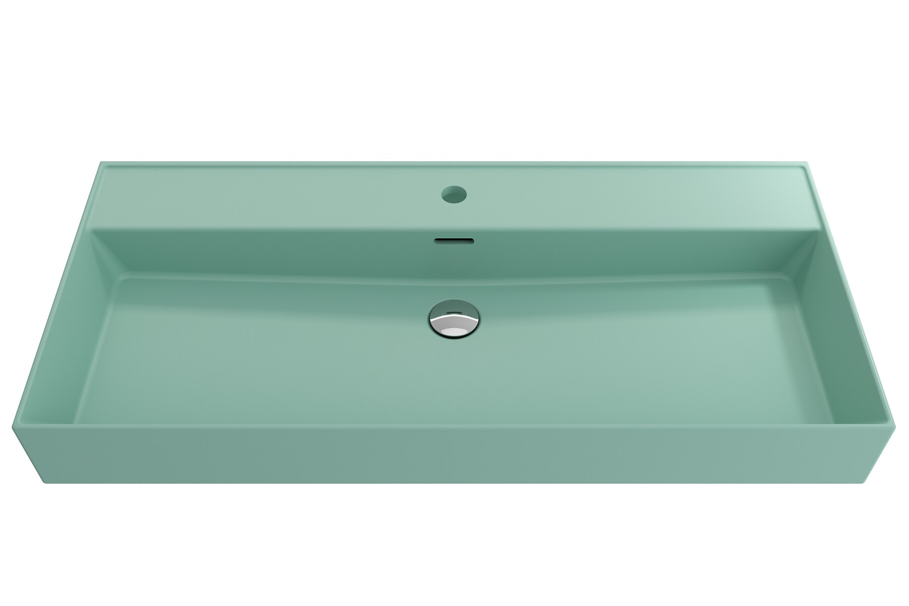 BOCCHI 1378-033-0126 Fire Clay 18.25-in Wall-mount Rectangular Modern Matte Mint Green Bathroom Sink