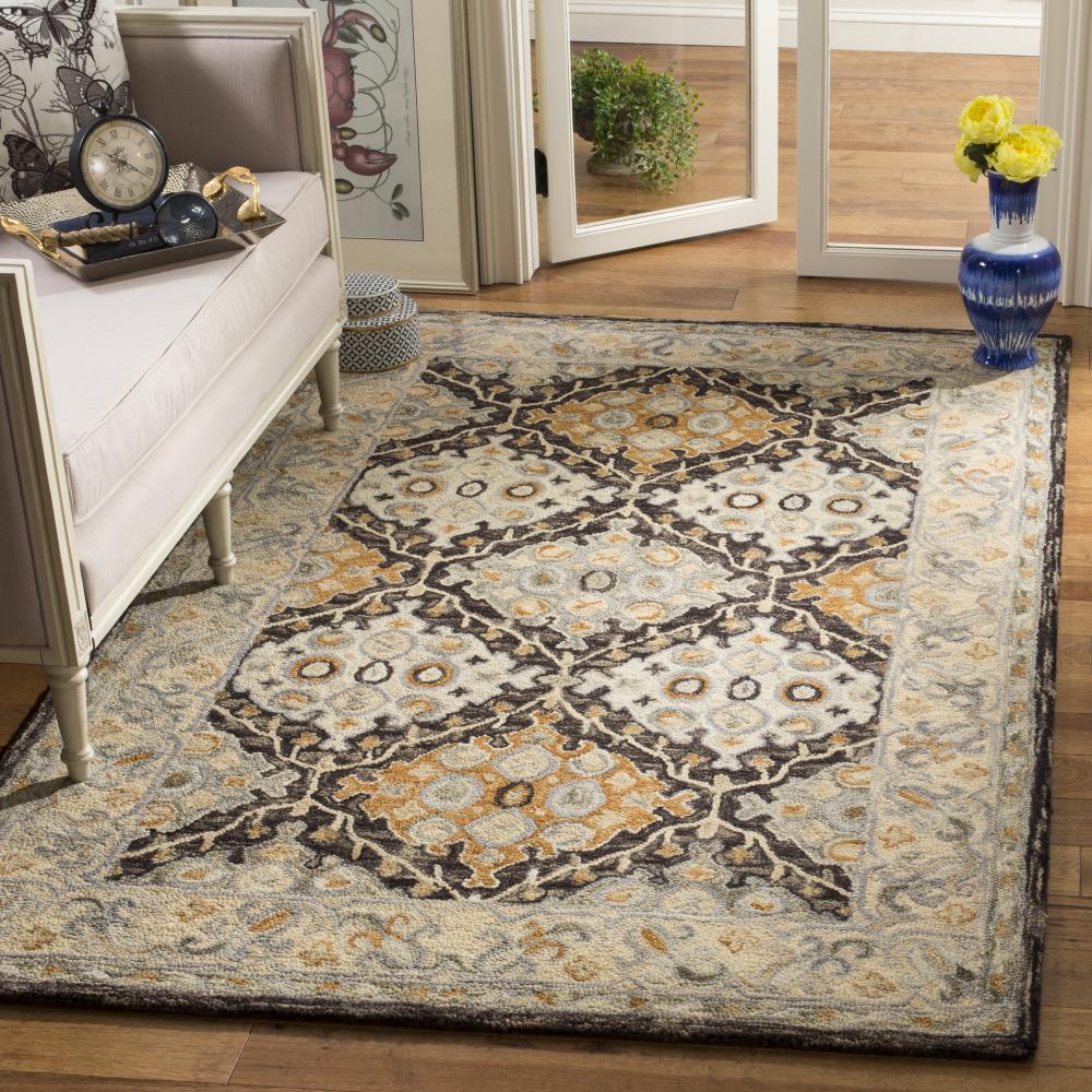 Aspen Beige and Brown 7' Square Hand Tufted Wool Rug