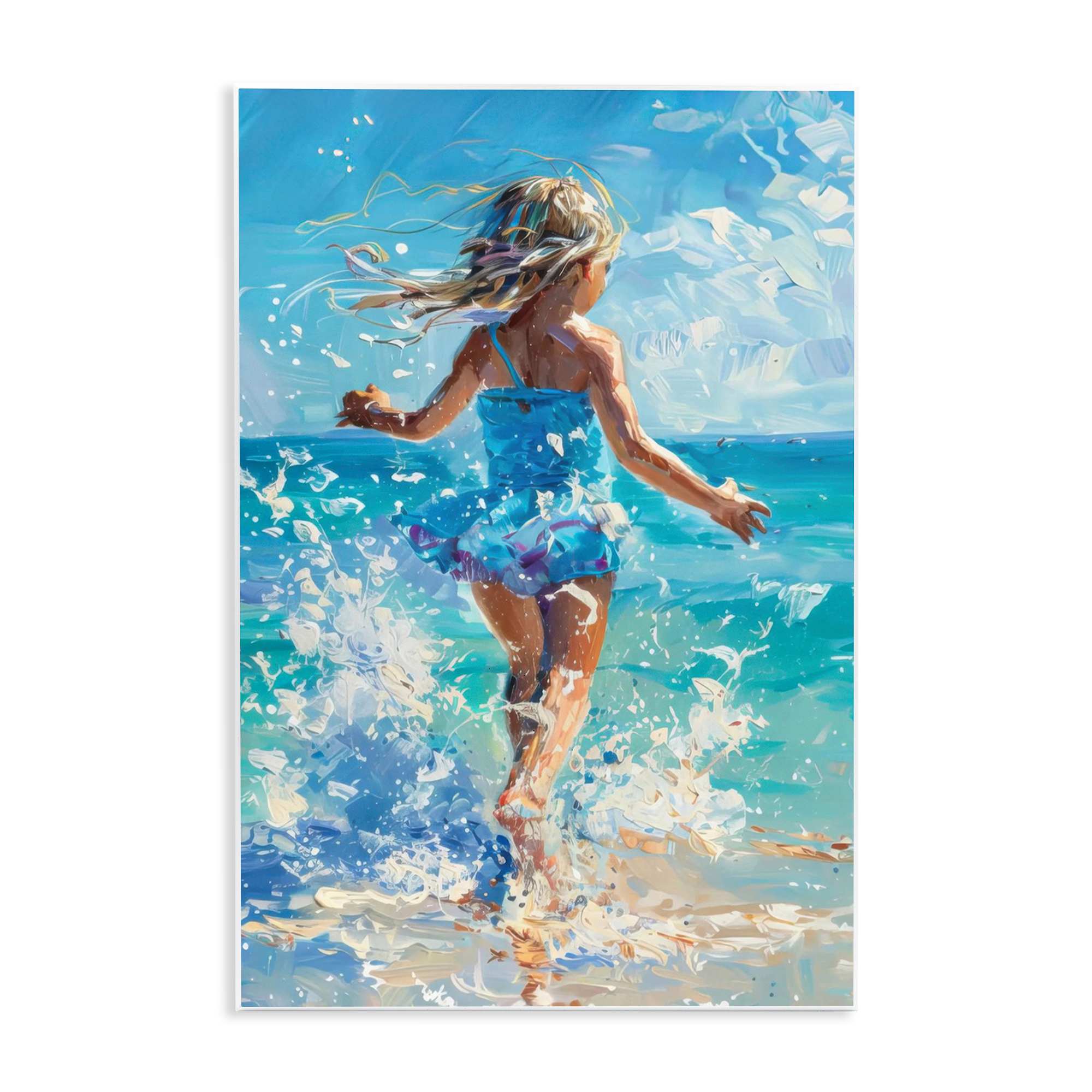 Stupell Industries BT-720-WD-13X19 Girl Splashing on Shore Wall Plaque Art By LSR Design Studio 13 x 19