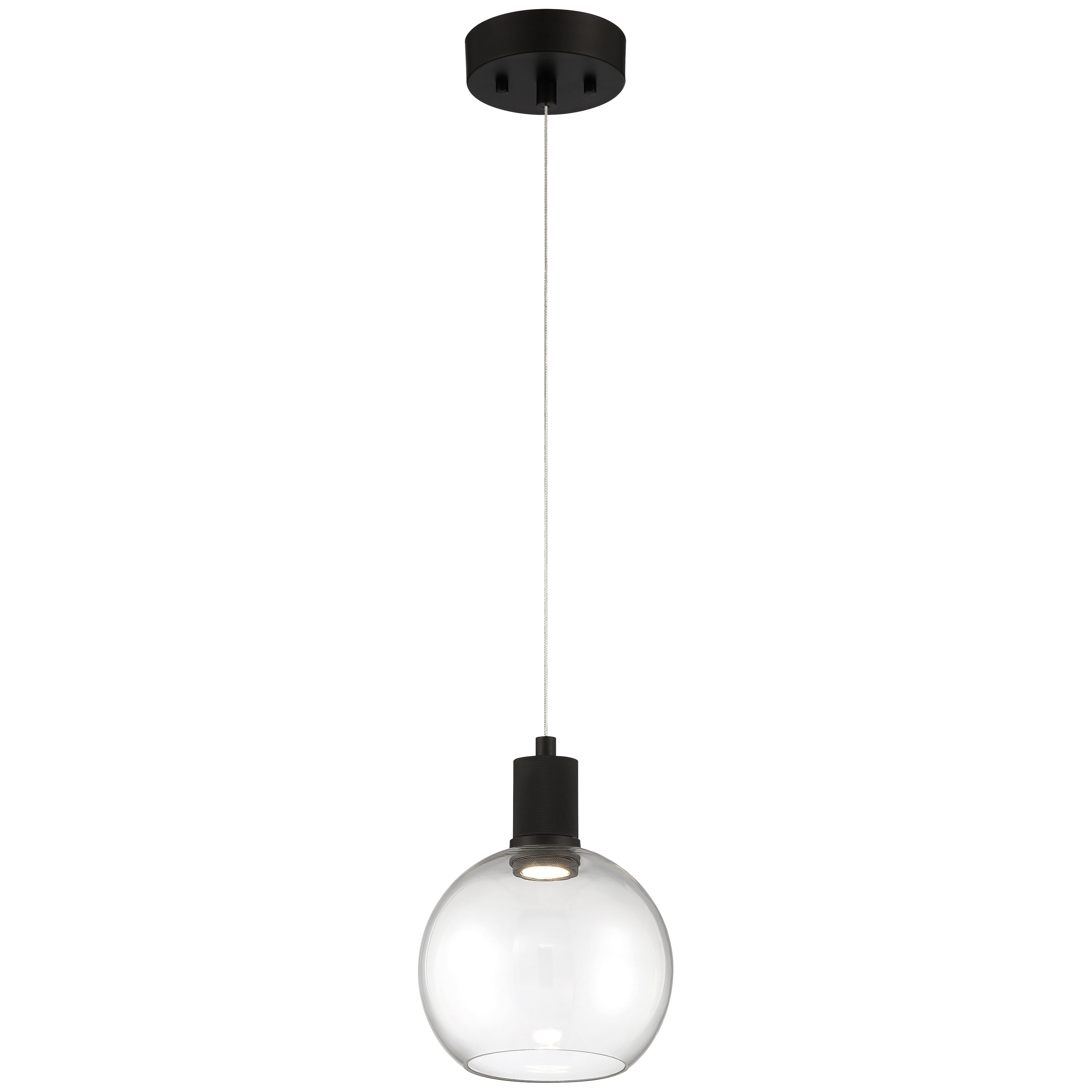 Access Lighting 63142LEDD-MBL/CLR Port Nine Matte Black Transitional Clear Glass Globe LED Mini Outdoor Hanging Pendant Light