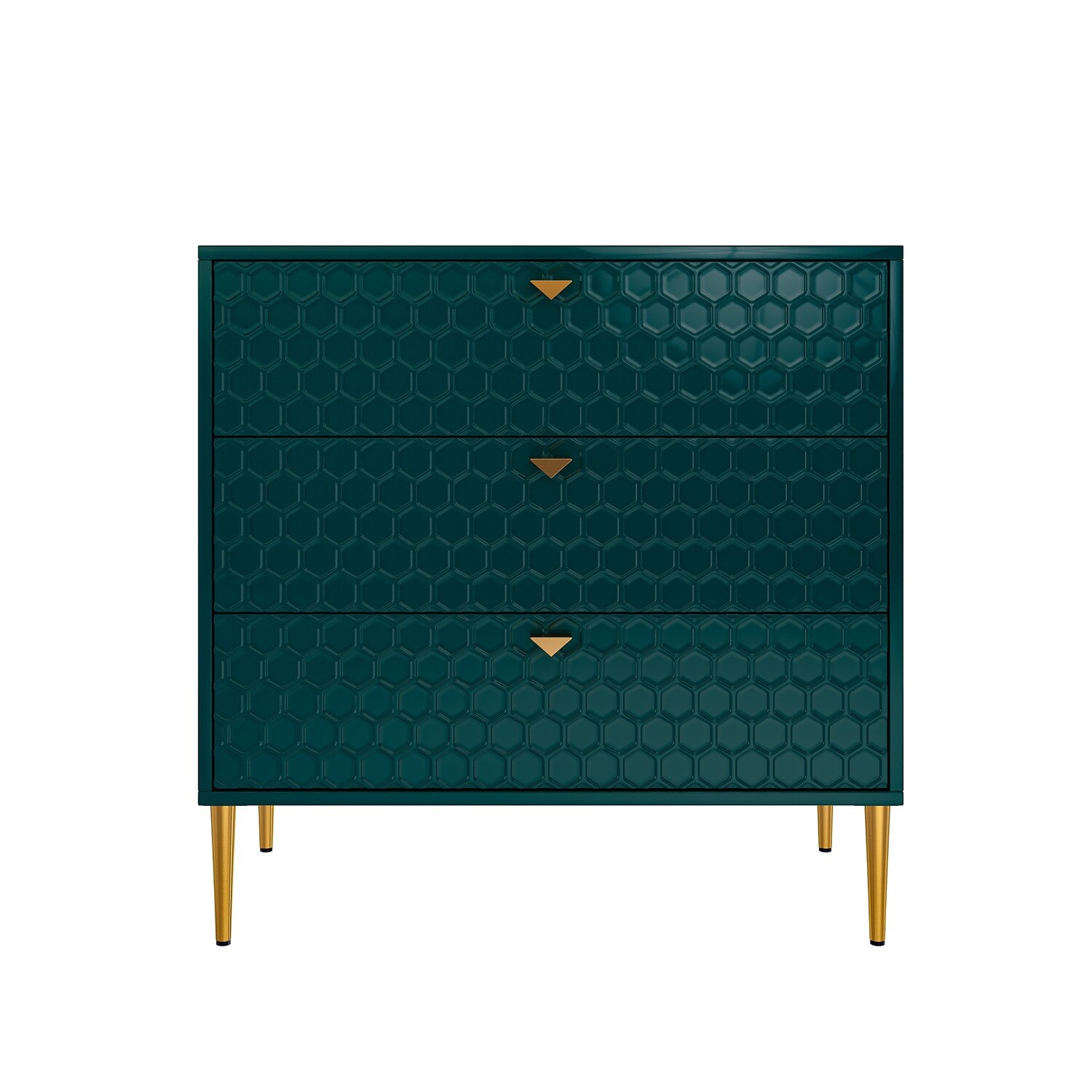Green Honeycomb Pattern 3-Drawer Freestanding Office Cabinet
