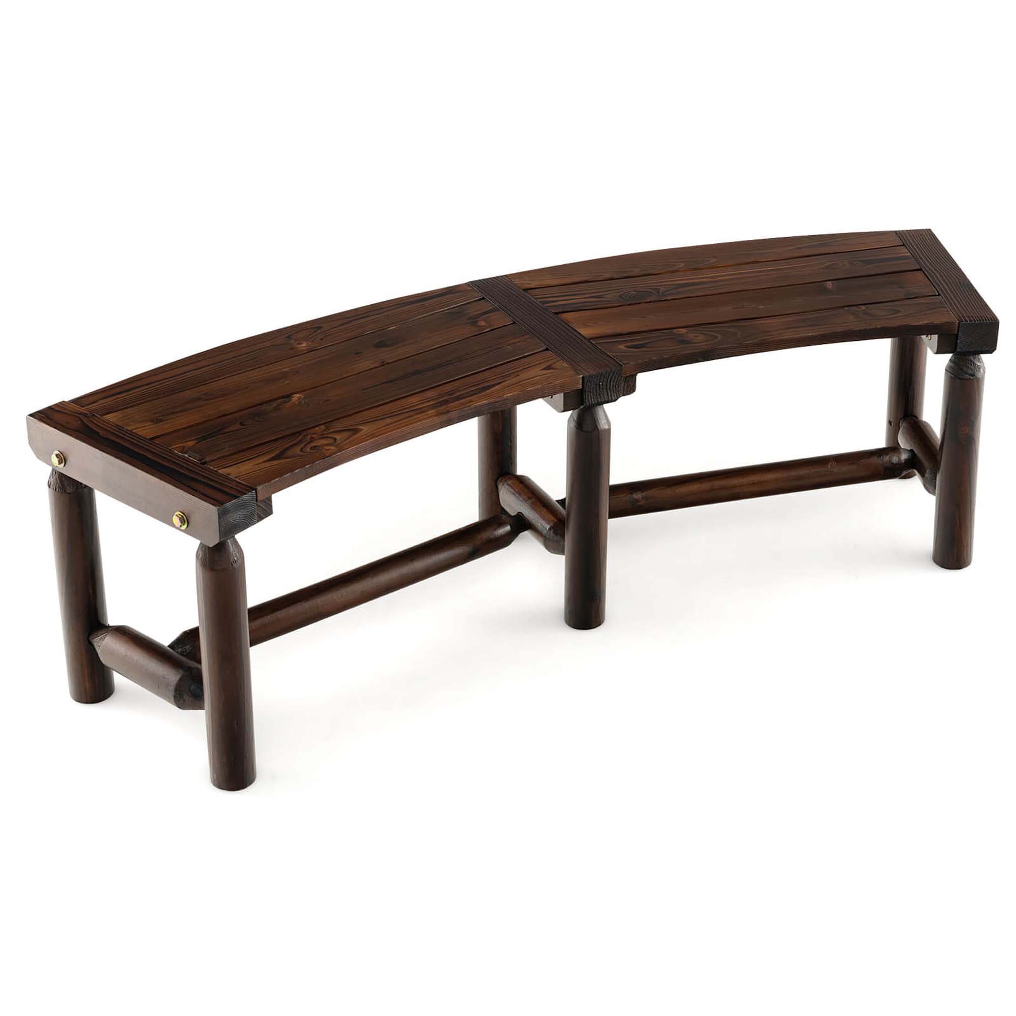 Costway HCST00816 19-Inches W x 16-Inches H Rustic Brown Pine Garden Bench