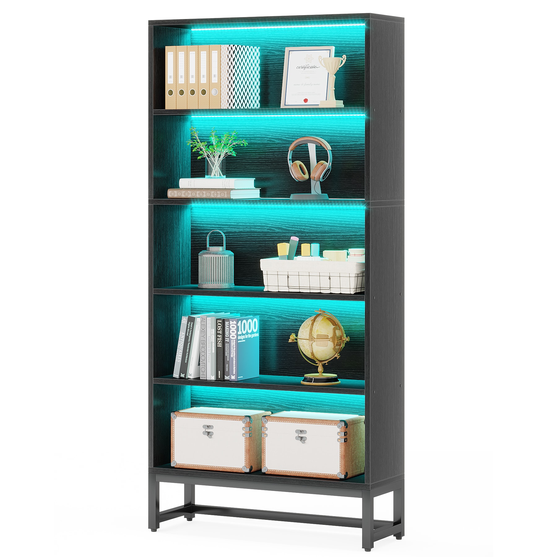 Tribesigns Black Metal 5-Shelf Bookcase (31.5-in W x 70.87