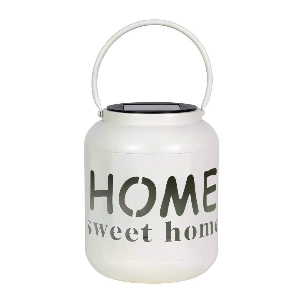 Exhart 19802-RS 5.88-in x 6.75-in White Metal Solar Outdoor Decorative Lantern