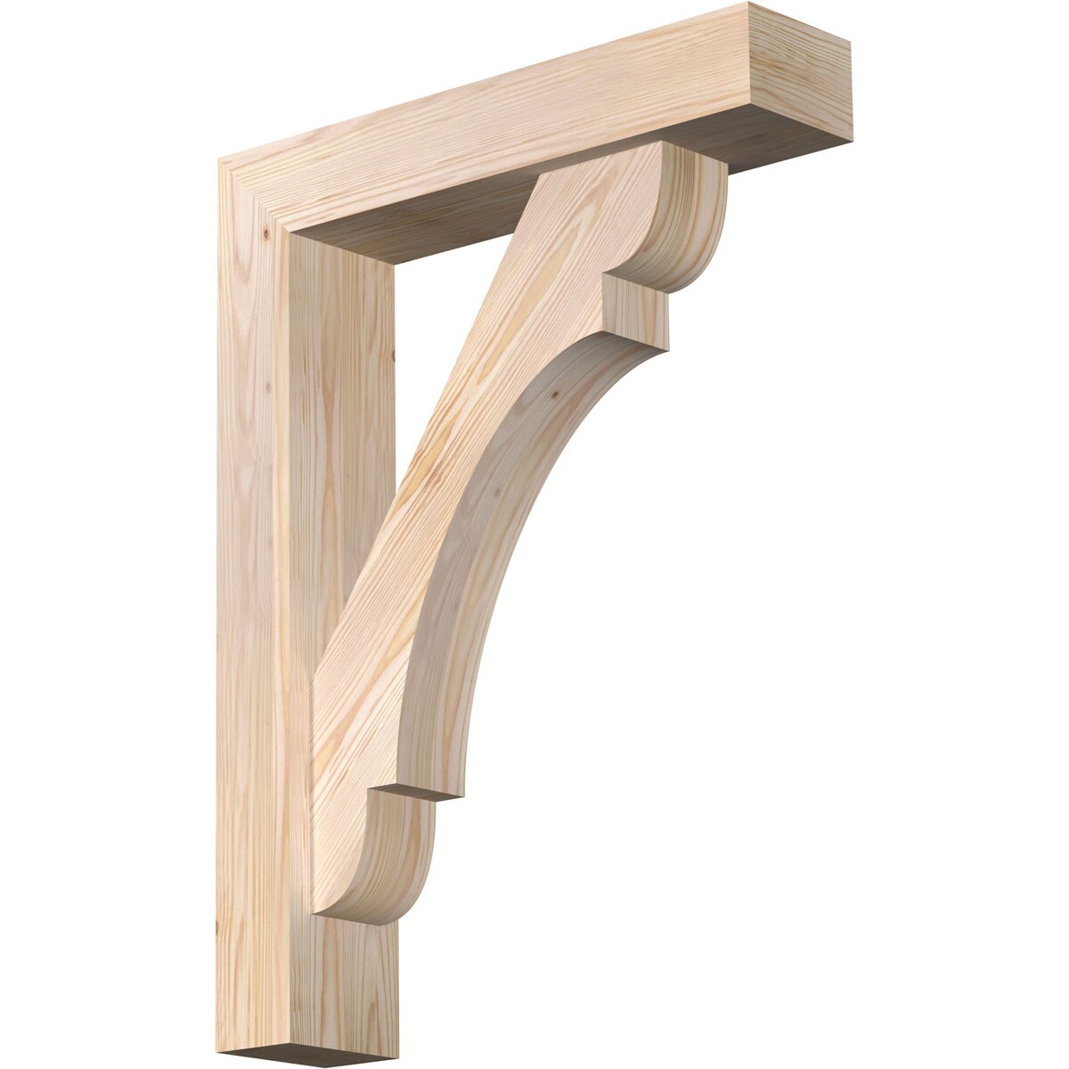 Ekena Millwork 1463747 Olympic Block Smooth Bracket with Offset Brace 5-1/2-in x 24-in x 32-in Douglas fir Brown Wood Standard bracket
