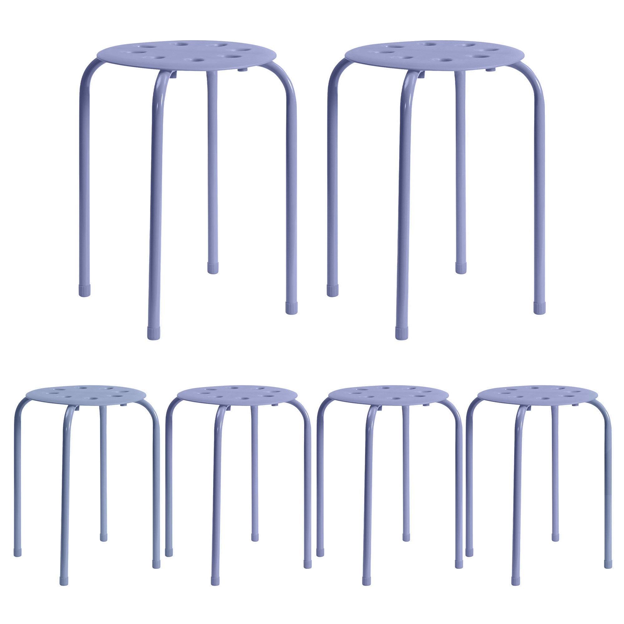 Vecelo LOE-XJM-PRS-PUR-A6 6 Piece Standard Height Stacking Stools Portable Stackable Colorful Decoration Stools for School Classroom and Office Use
