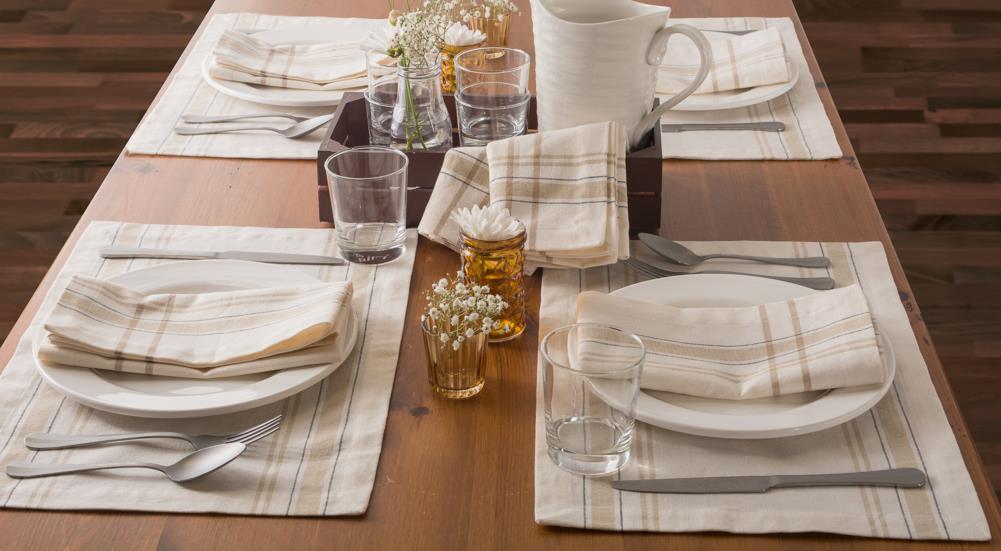 Cream and Ivory French Stripe Cotton Placemats Set of 6