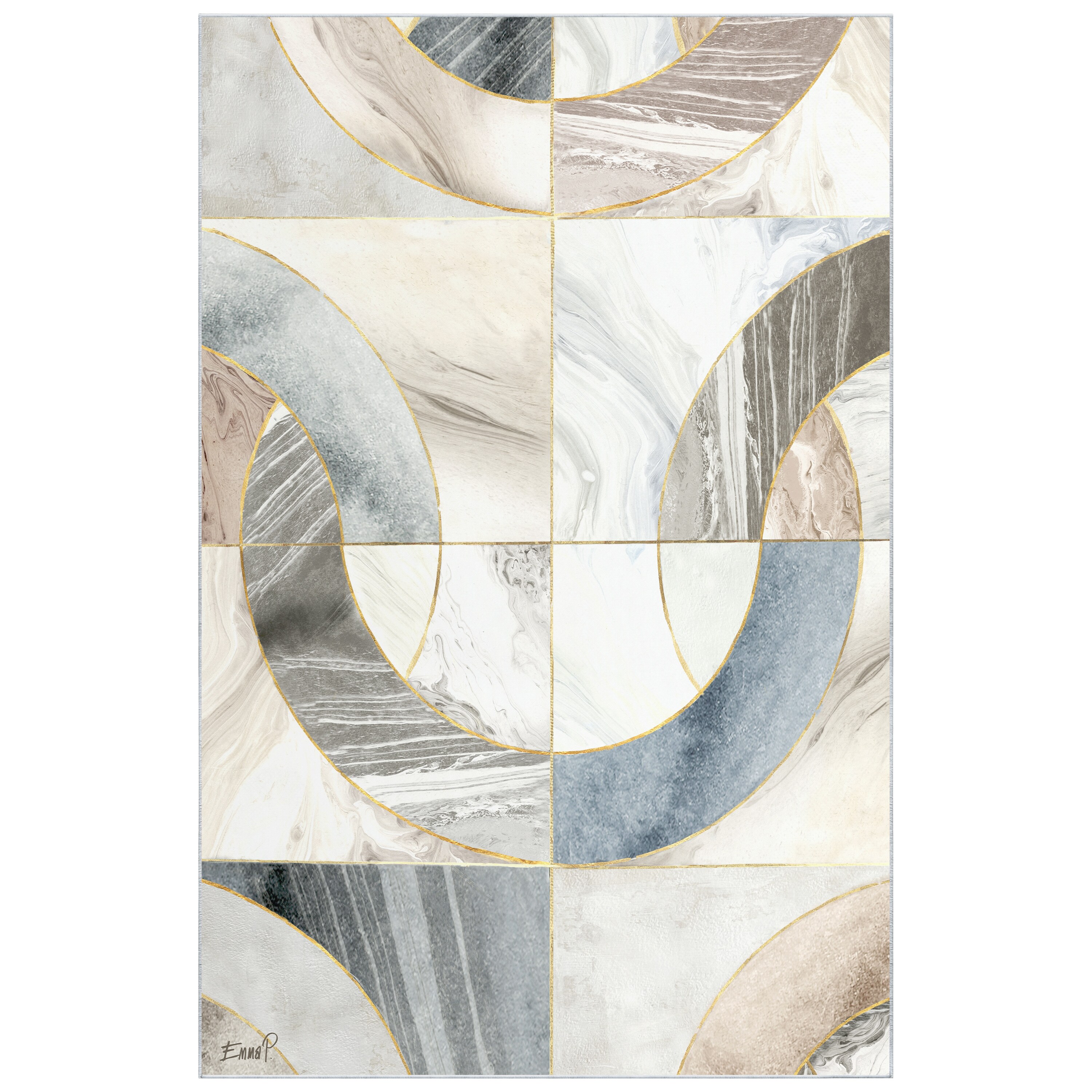 Empire Art Direct TDA-PI110-0508C2 5 x 8 (ft) Polyester Multi-Colored Rectangular Indoor Abstract Area rug