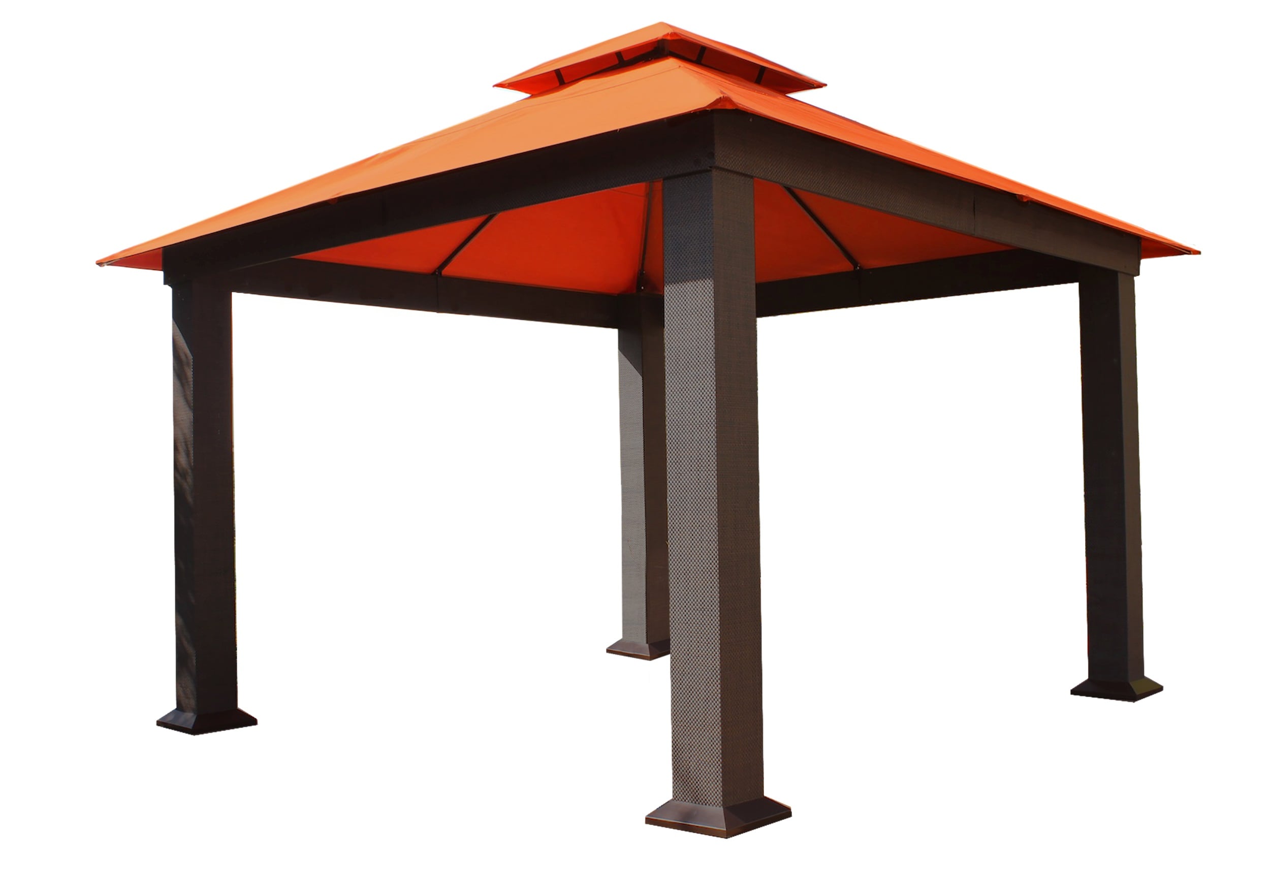 STC GZ734 12-ft x 12-ft Brown/Rust Metal Square Semi-permanent Gazebo