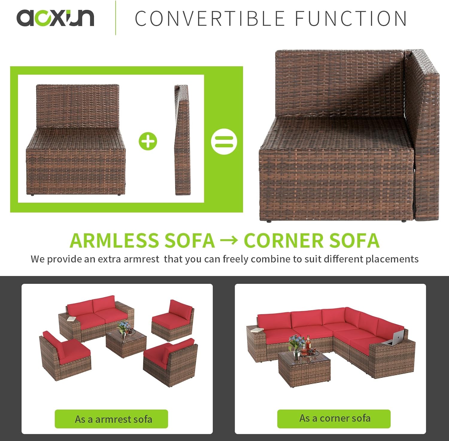 AOXUN G12039RD2AB+026BR-13 Patio-Conversation-Sets - View #6