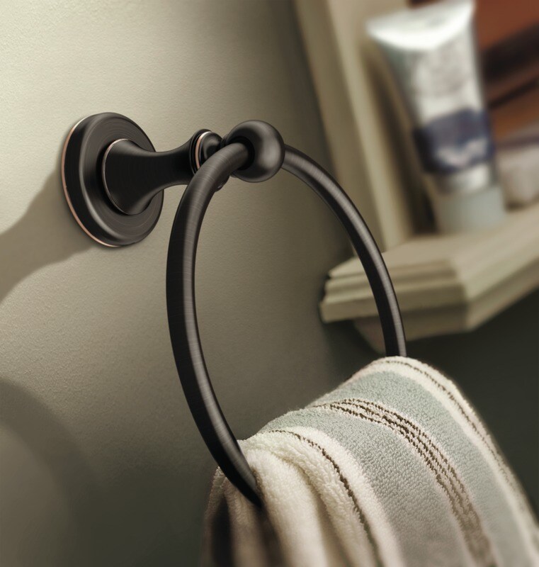 Moen Whitley Mediterranean Bronze Wall Mount Single Towel Ring at Lowes.com