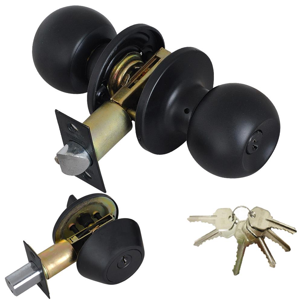 Stainless Steel Entry Door Handle Combo Lock Set with Deadbolt and 4 KW1  Keys, Keyed Alike