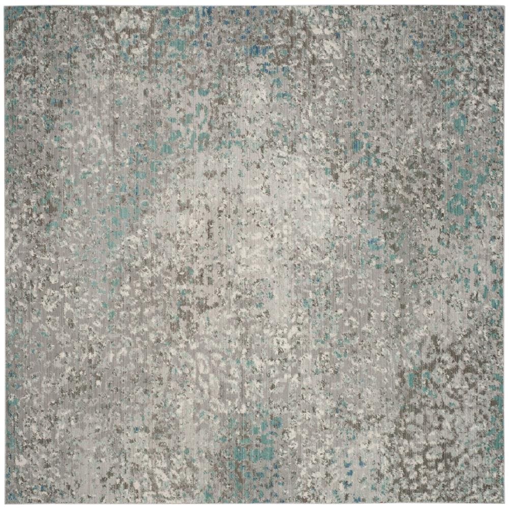 Safavieh MYS977L-7SQ Mystique Oria 7 x 7 (ft) Loomed Polyester Gray/Light Blue Square Indoor Distressed/Overdyed Bohemian/Eclectic Area rug