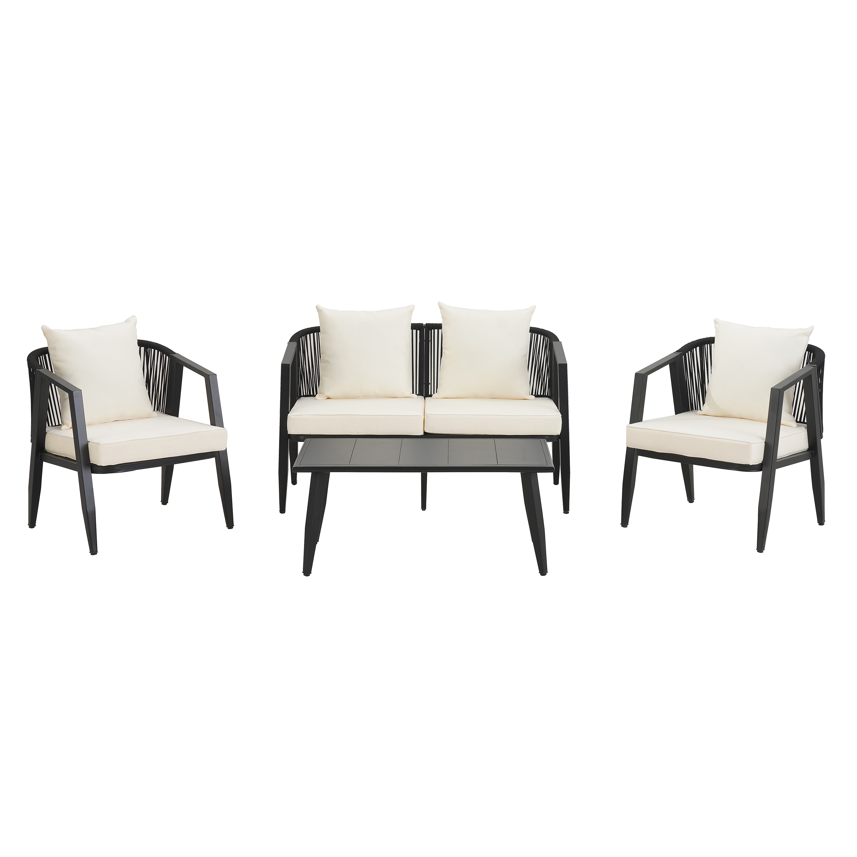 Mondawe MO-US-39AAA 4 -Piece Patio Conversation Set with Off-white Cushions