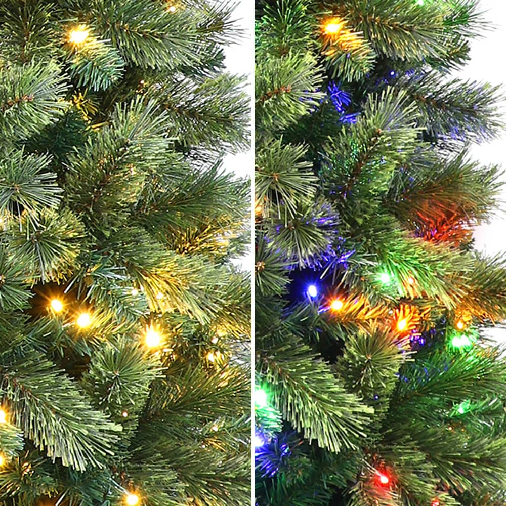 Puleo International 7-ft Pine Pre-lit Artificial Christmas Tree With ...