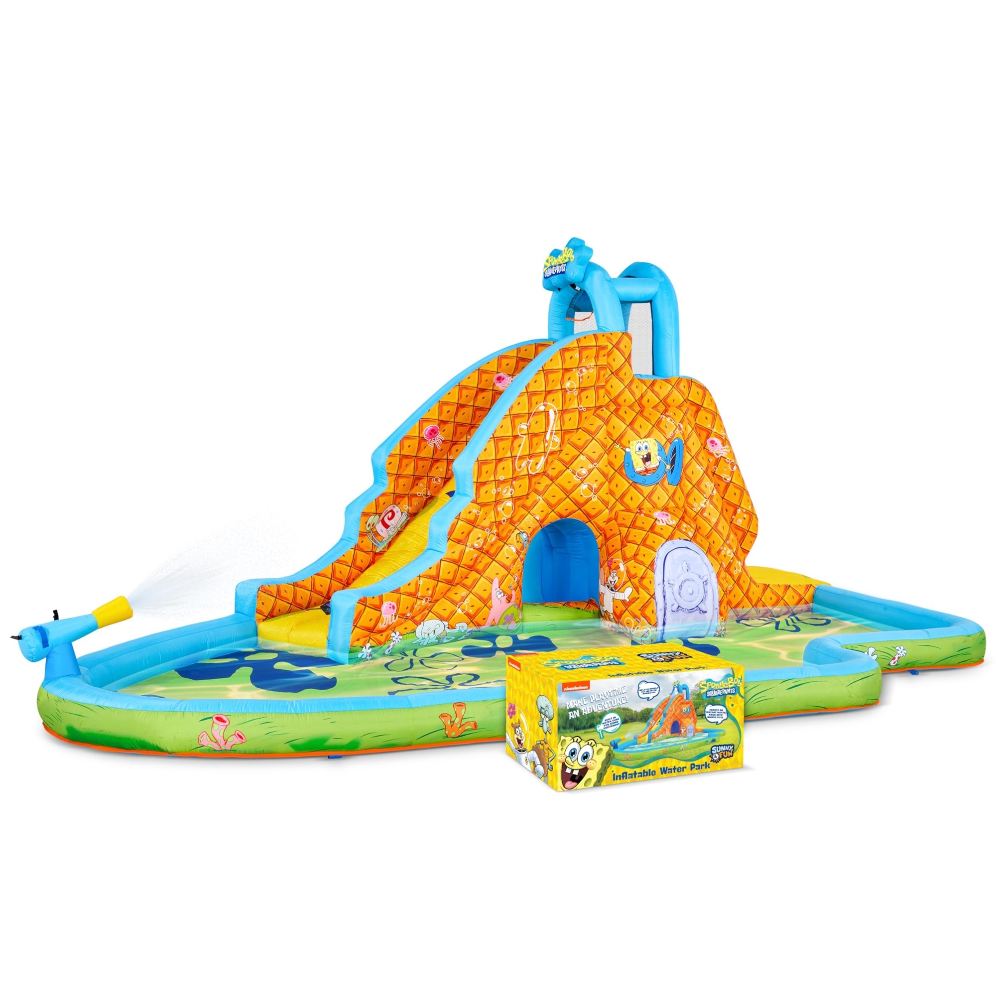 Sunny & Fun SBSF862 SpongeBob Slide 'N Spray Inflatable Water Slide 152-in Nylon Inflatable water slide