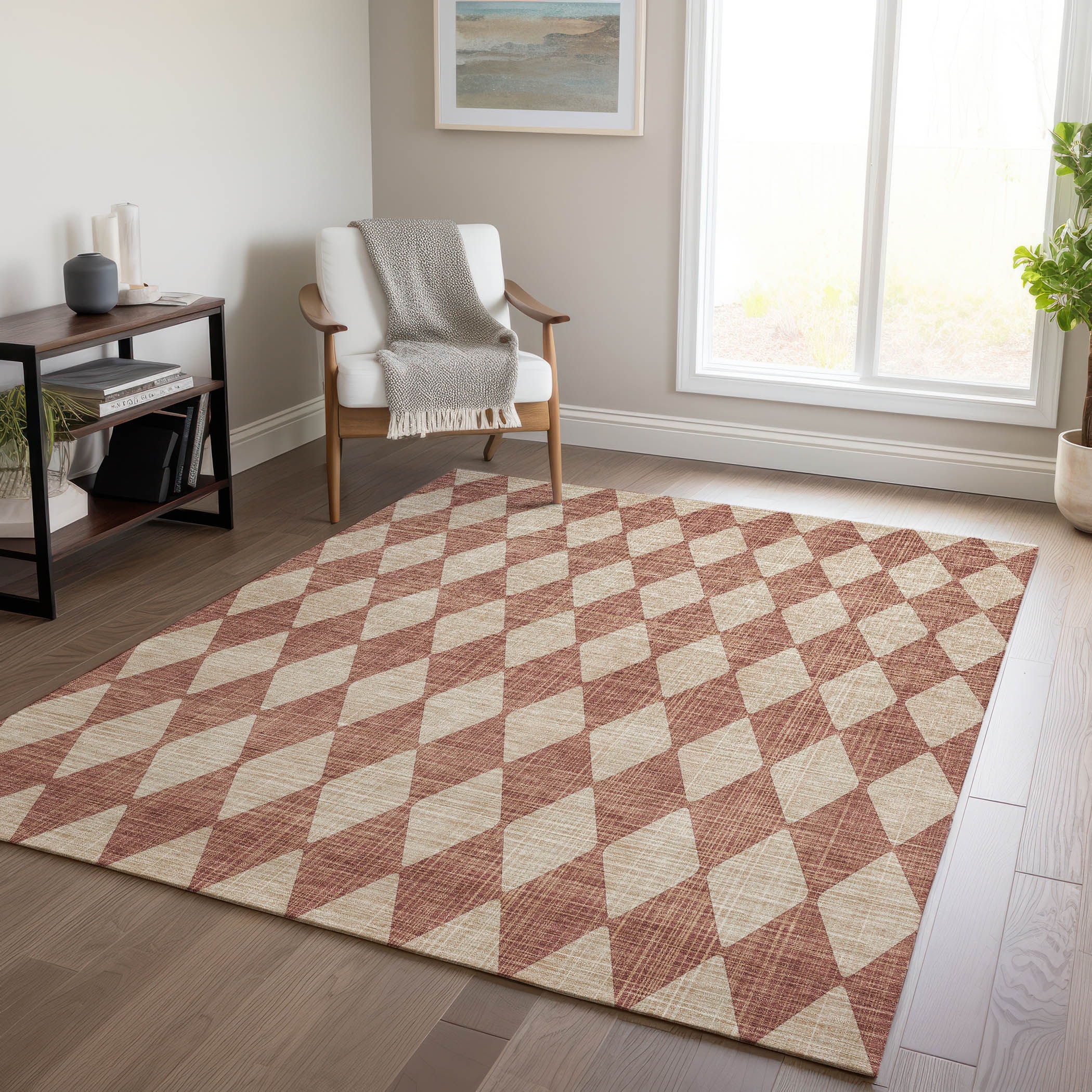 Addison Rugs ACN578PK30X46 Chantille ACN578PK 2 x 3 (ft) Polyester Paprika Rectangular Indoor/Outdoor Geometric Machine washable Area rug