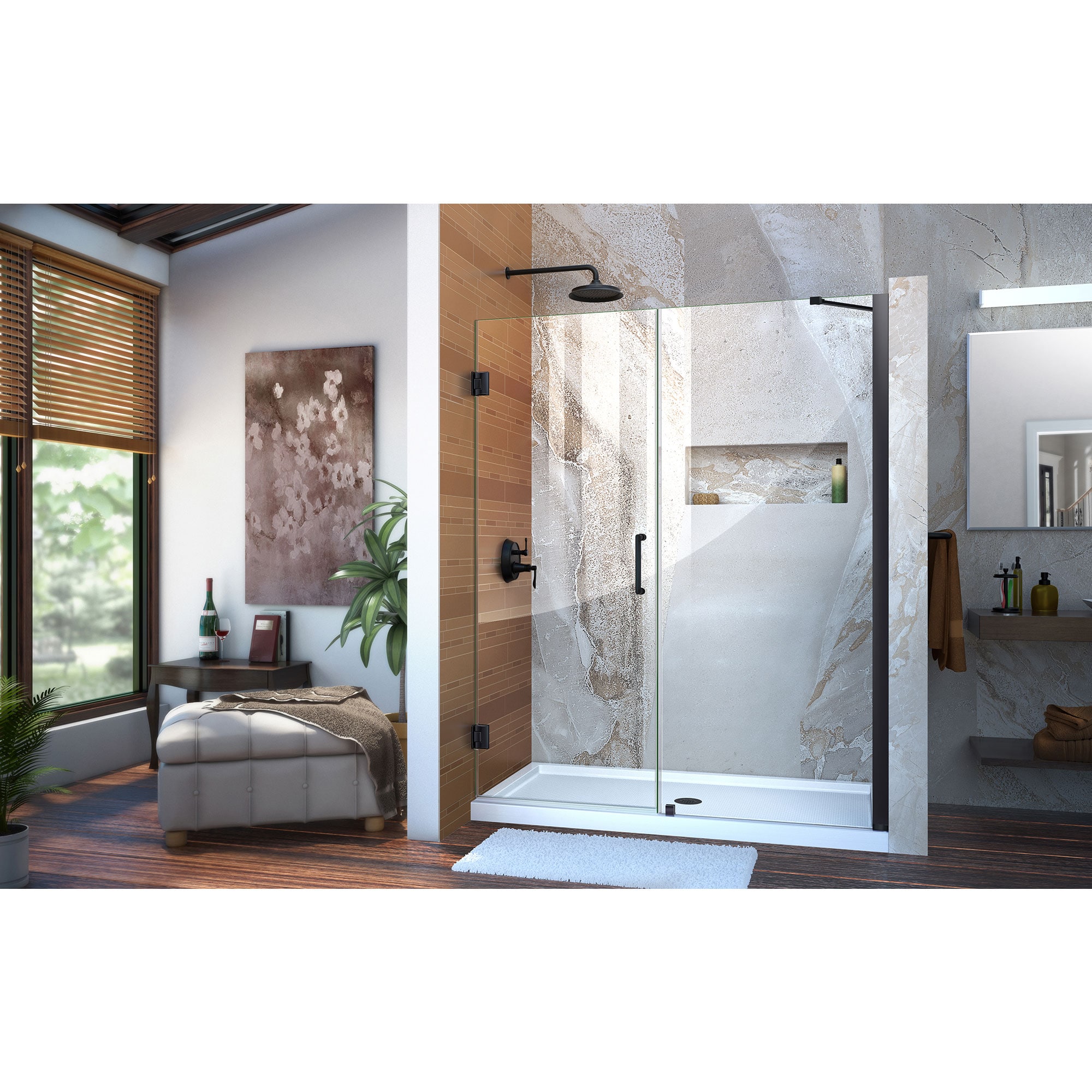 DreamLine Unidoor Matte Black 60-in To 61-in W X 72-in H Frameless ...