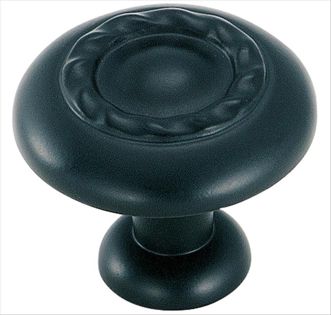 Matte Black Round Zinc Cabinet Knob with Mounting Hardware