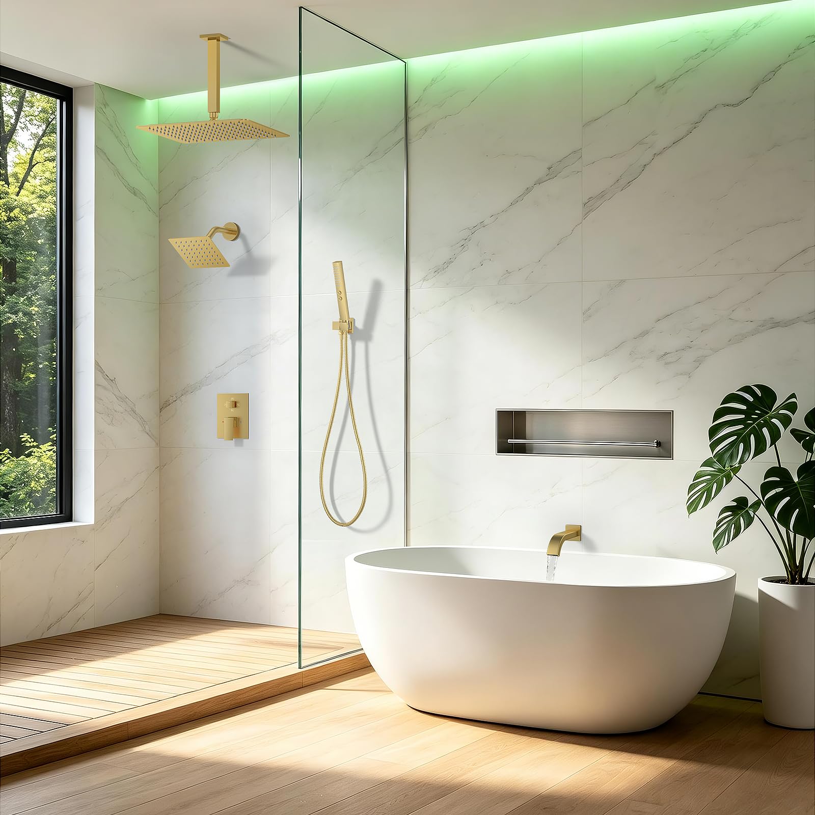 AKSCYZM Rain Shower System with Rough in Valve Ceiling Mount Shower ...